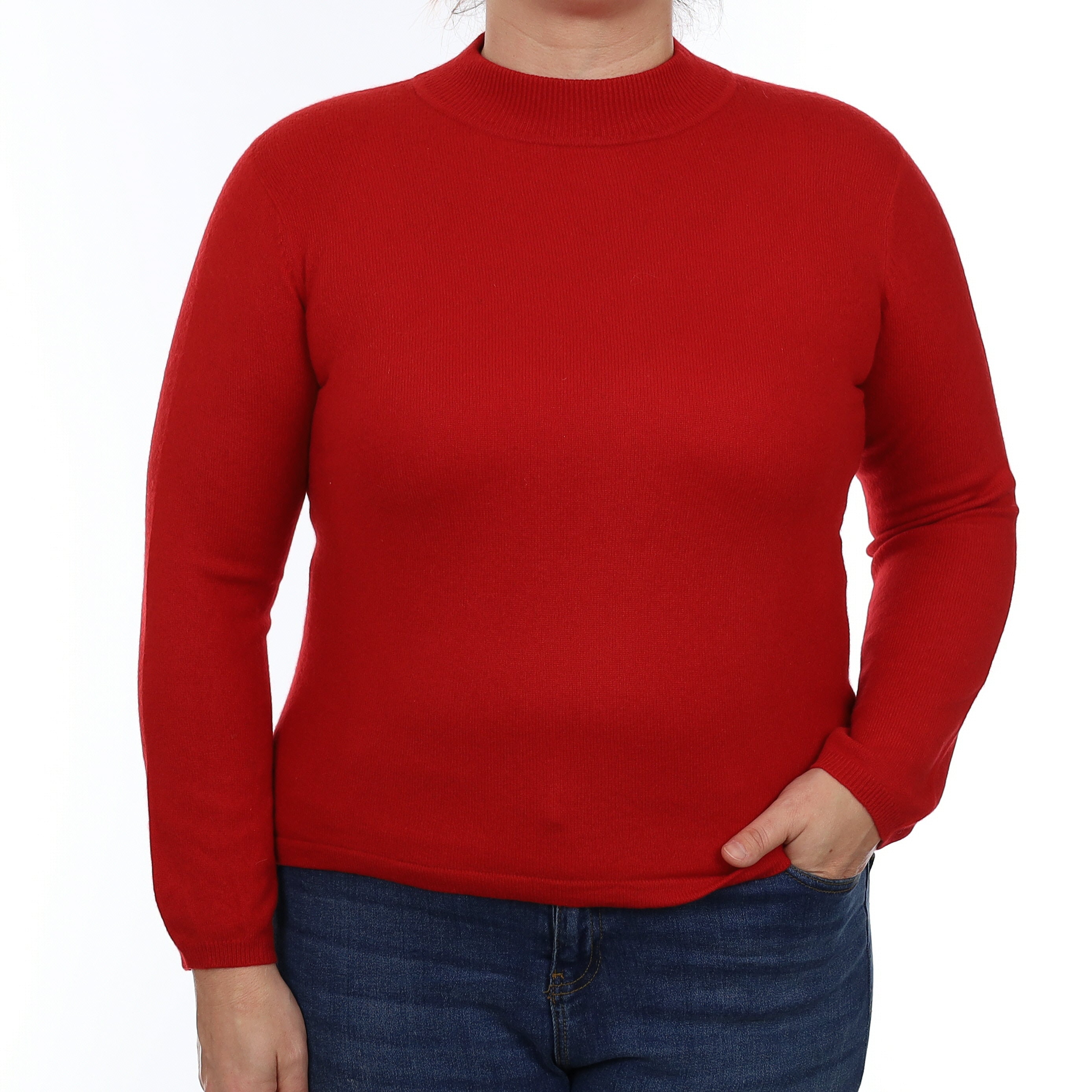 Scarlet Red Cashmere Turtle Neck Jumper Large