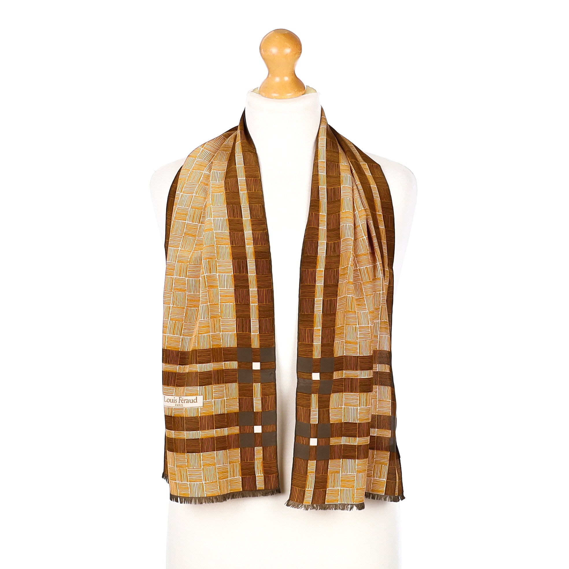 Louis Féraud Checked Vintage Silk Scarf