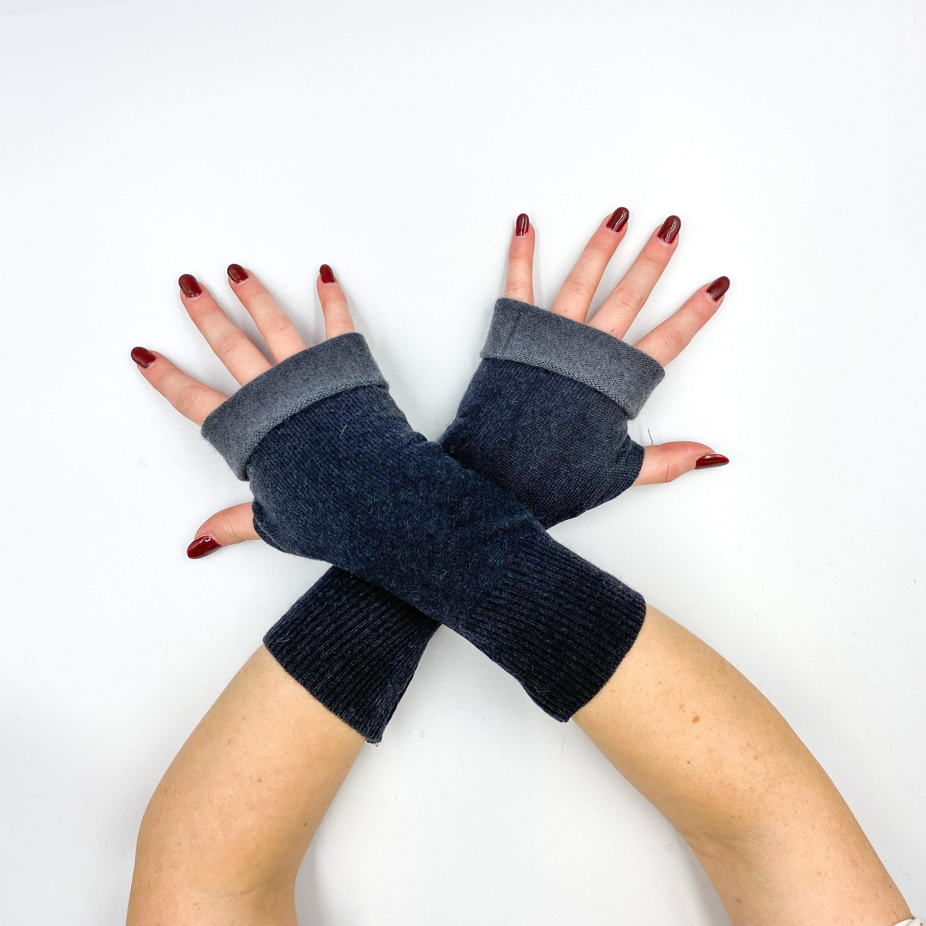 Black and Charcoal Grey Fingerless Gloves