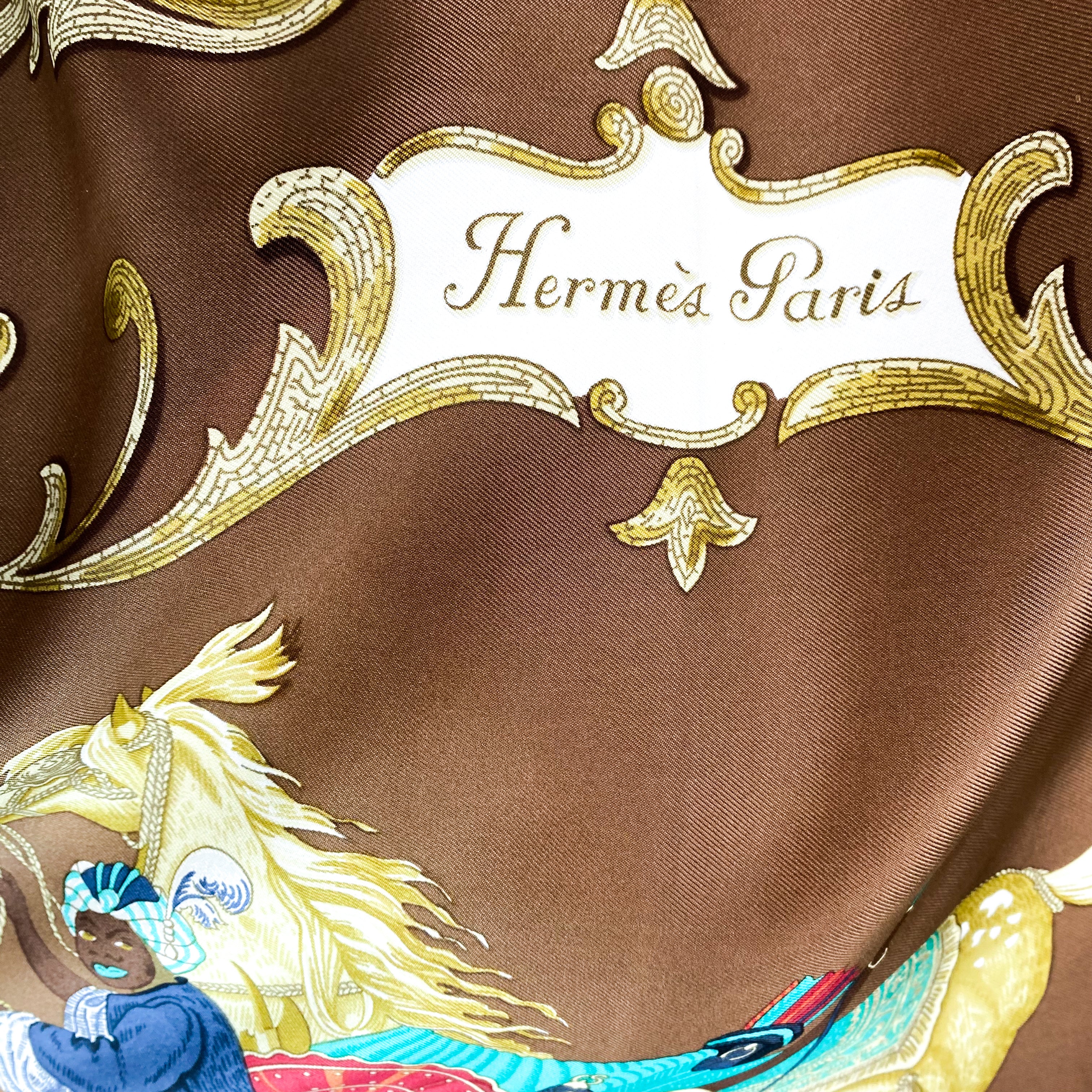 Boxed Hermes Cheval Turc 1969 Designer Silk Scarf