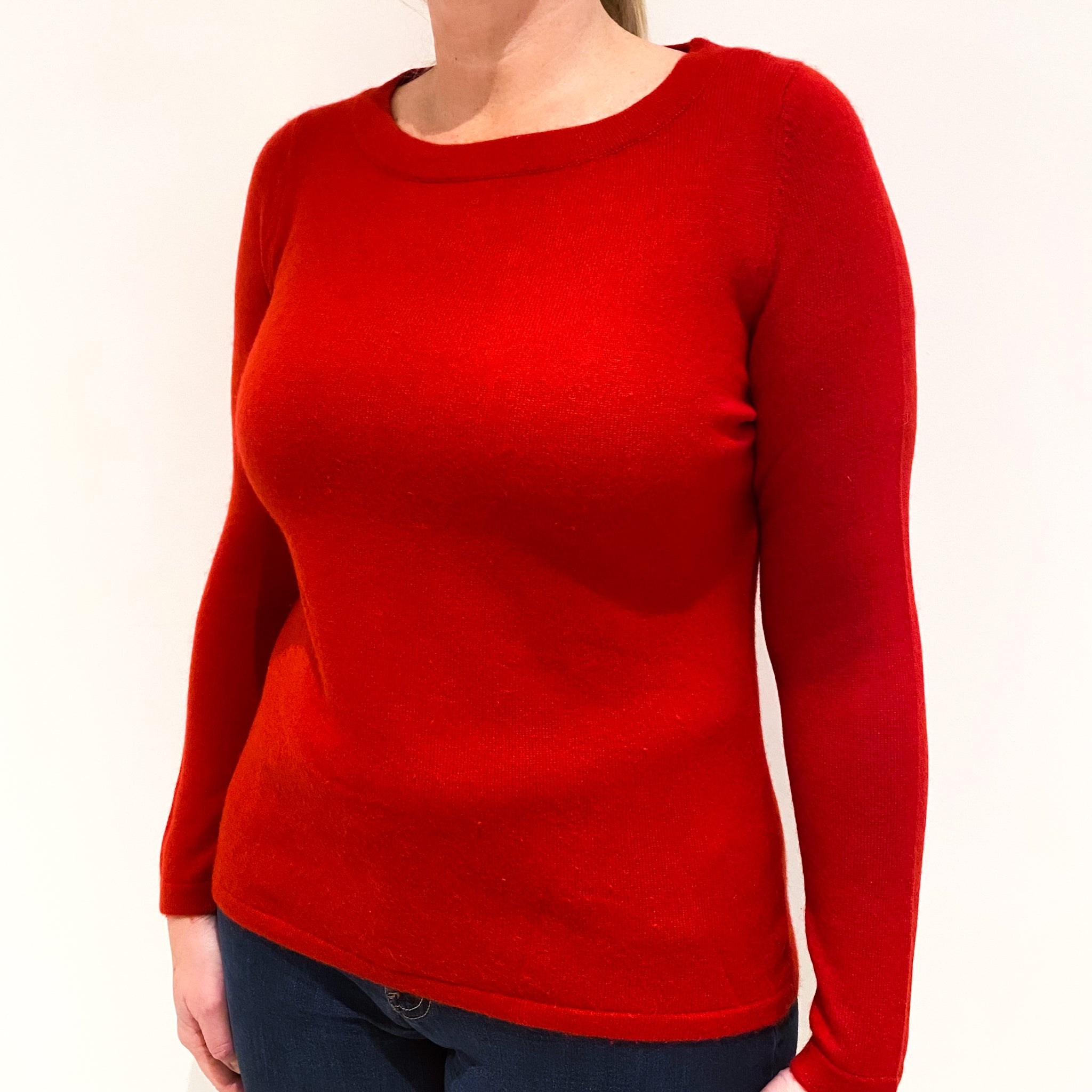 Scarlet Red Cashmere Crew Neck Jumper Large