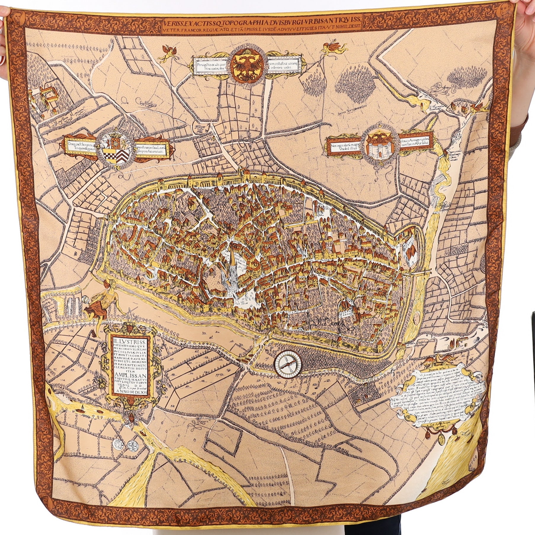 Detailed Map Design Vintage Silk Scarf