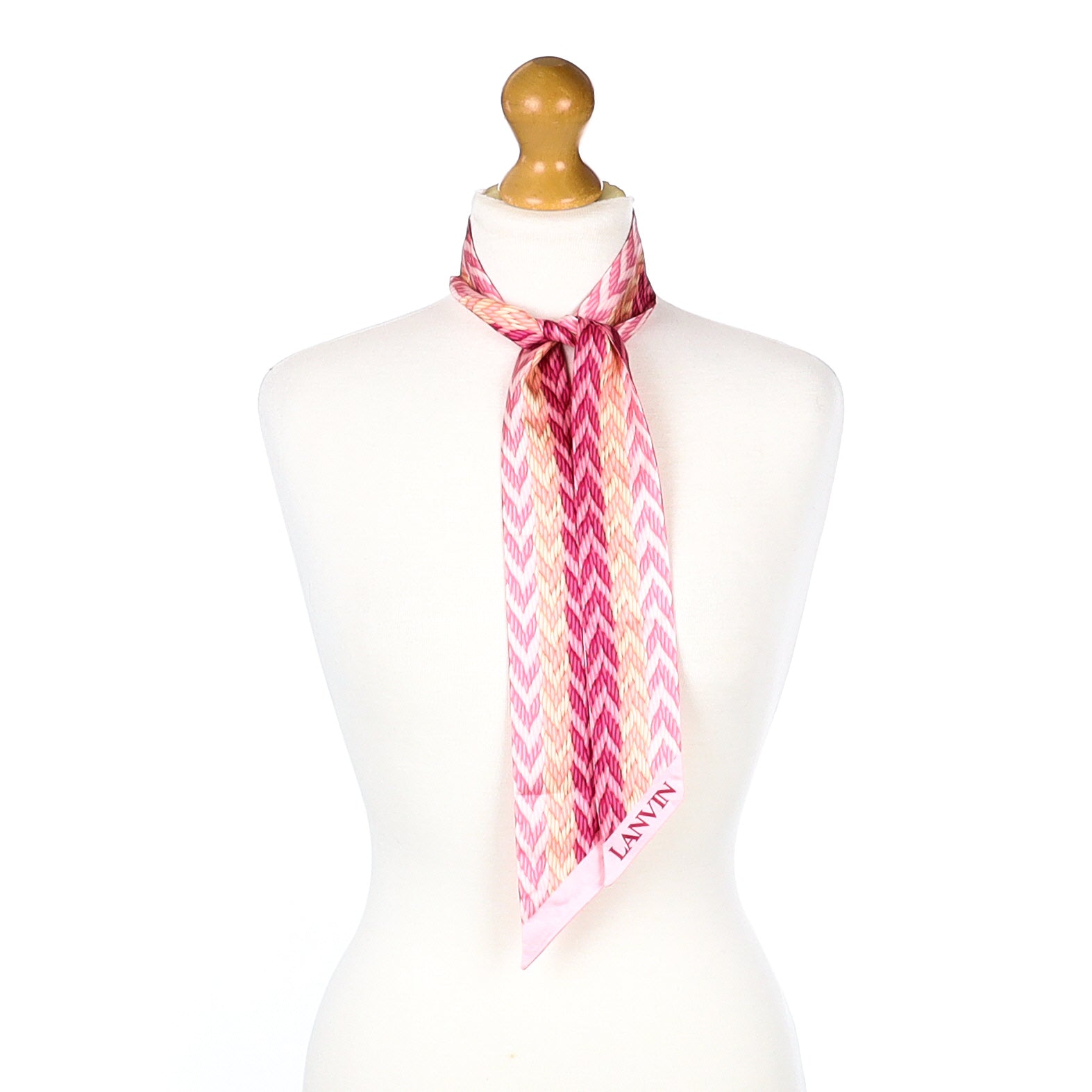 Lanvin Pink Tie Style Silk Scarf