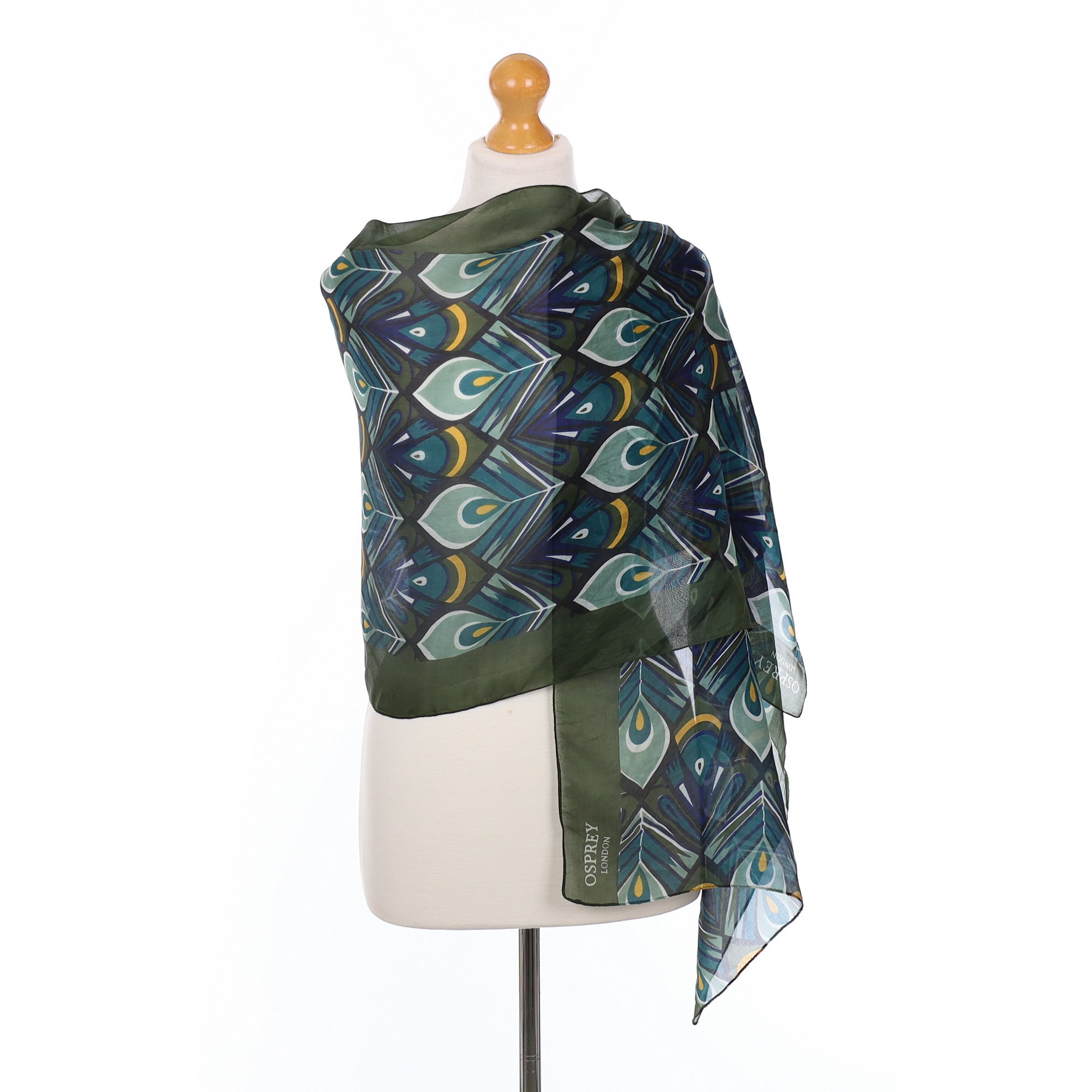 Osprey Peacock Feather Silk Scarf