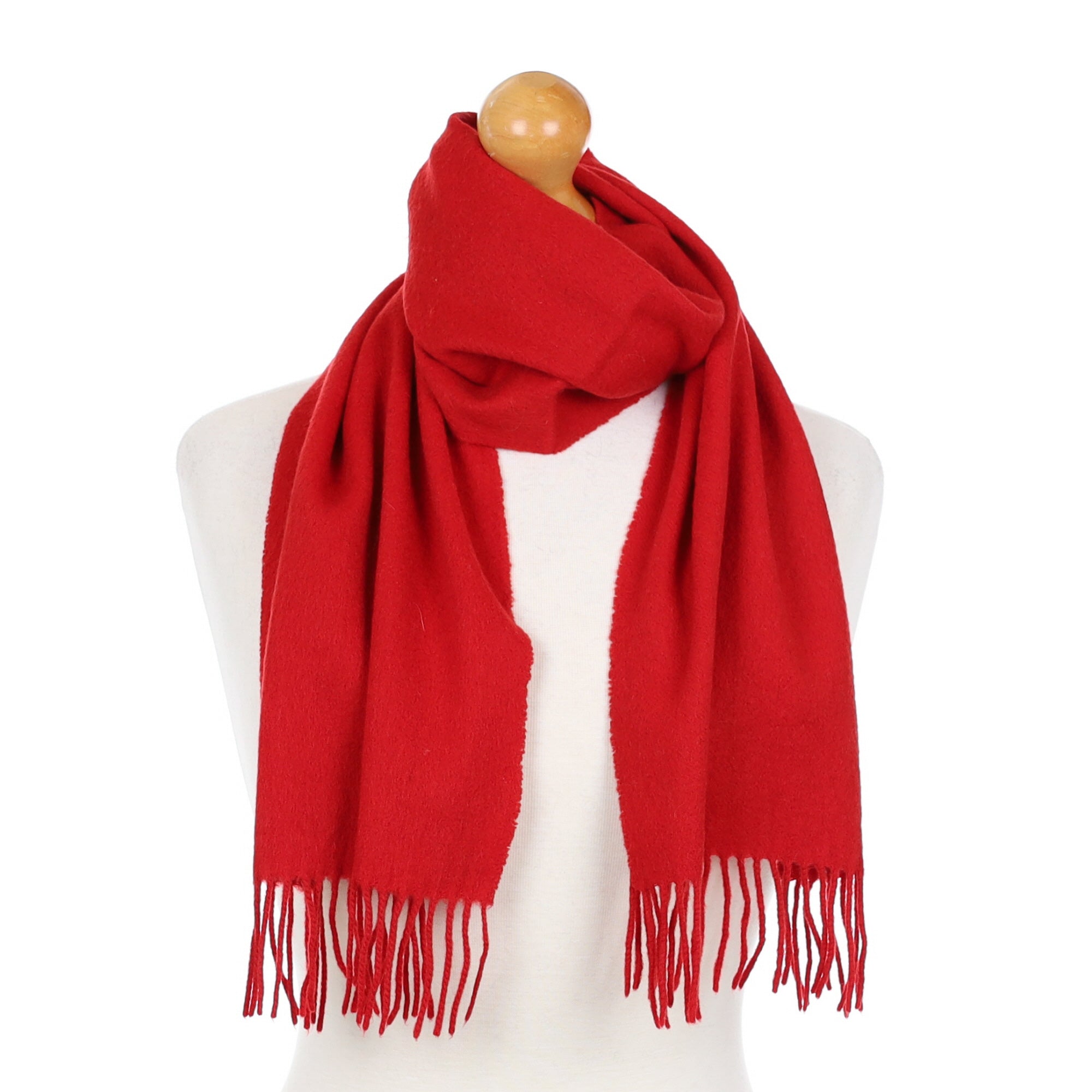 Spanish Red Cashmere Fringed Woven Scarf