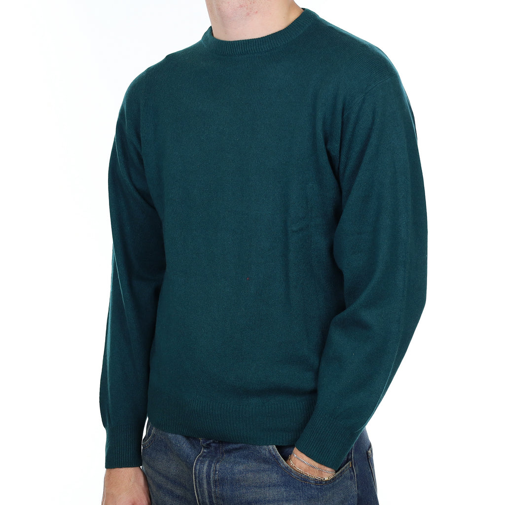 Men’s Deep Forest Green Cashmere Crew Neck Jumper Medium
