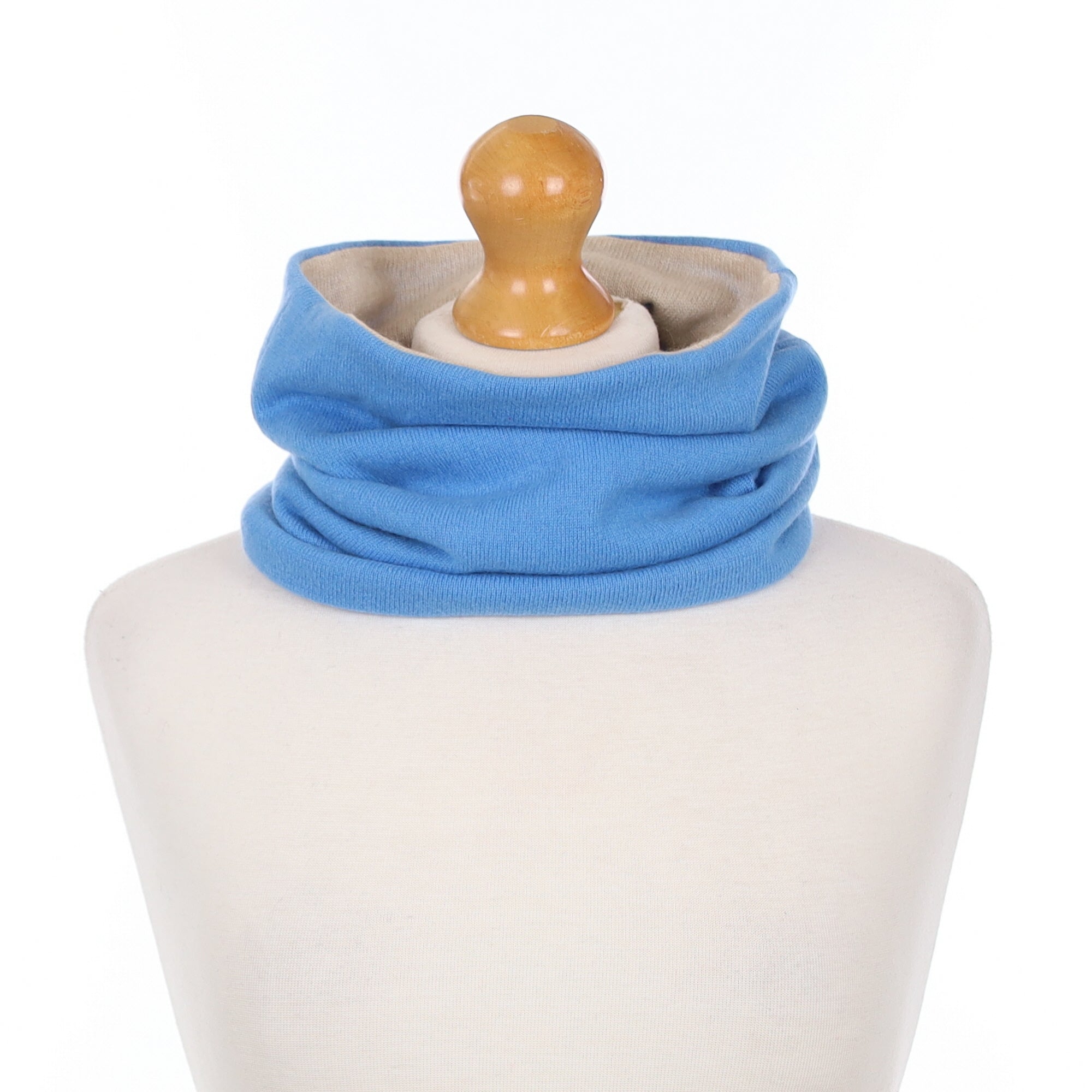 Cornflower Blue and Fawn Luxury Double Layered Snood
