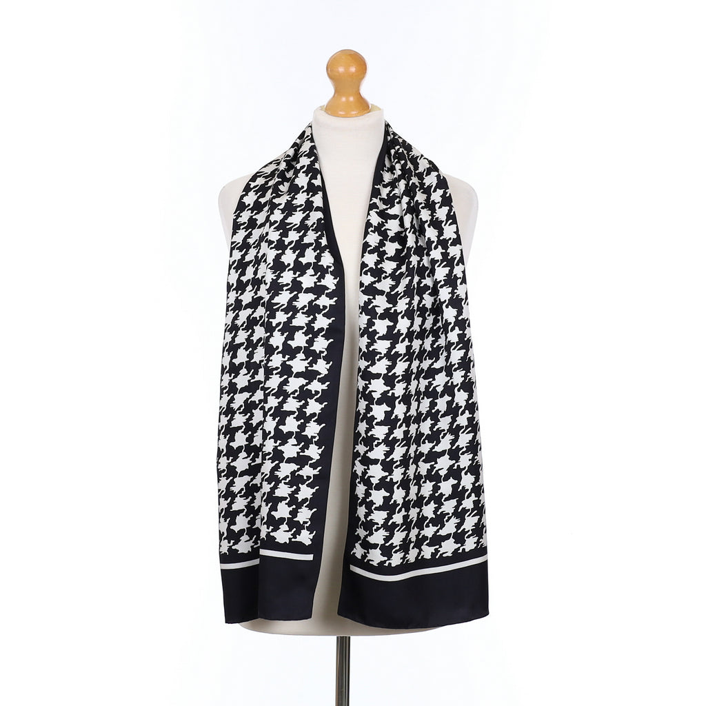 Precis Black and White Silk Scarf