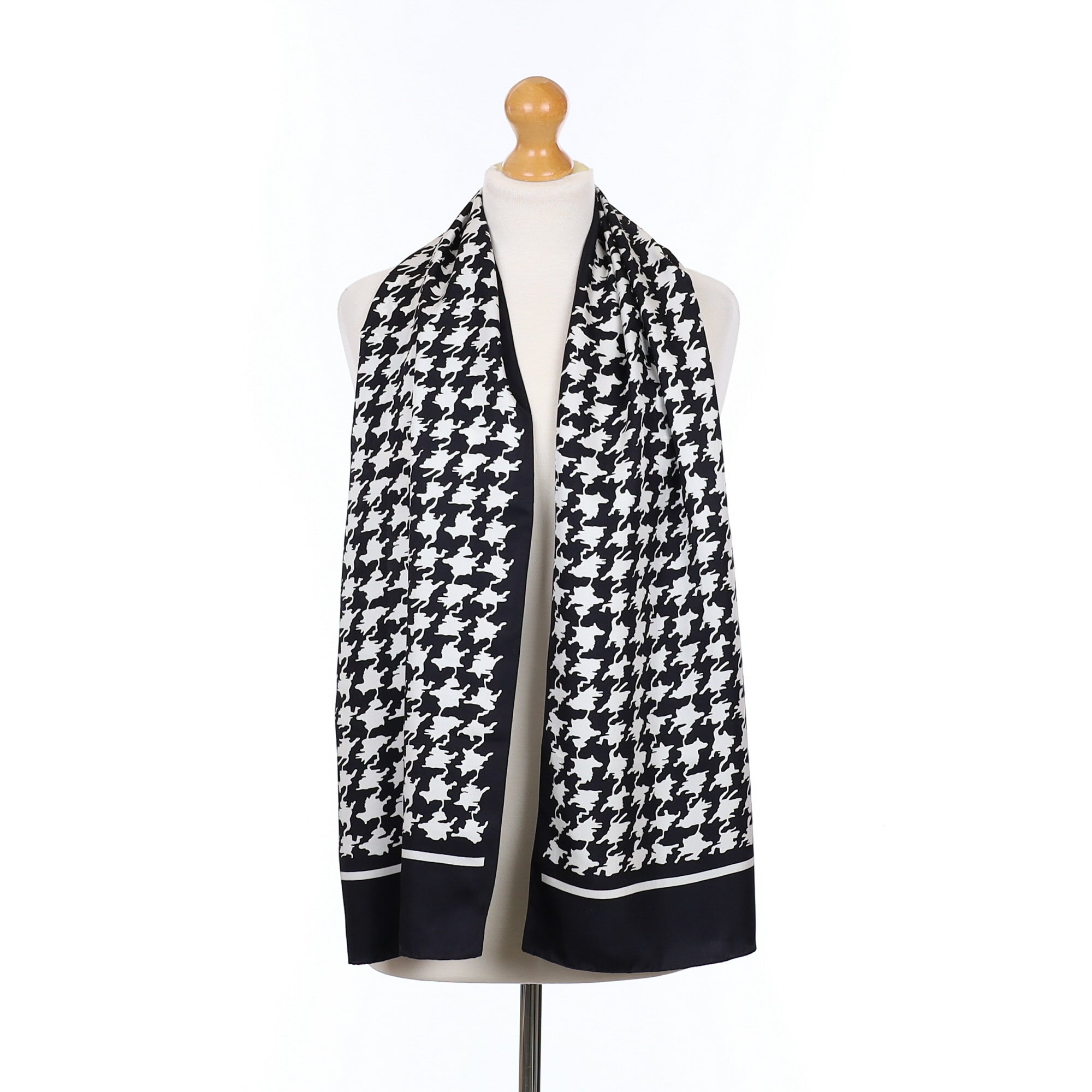 Precis Black and White Silk Scarf