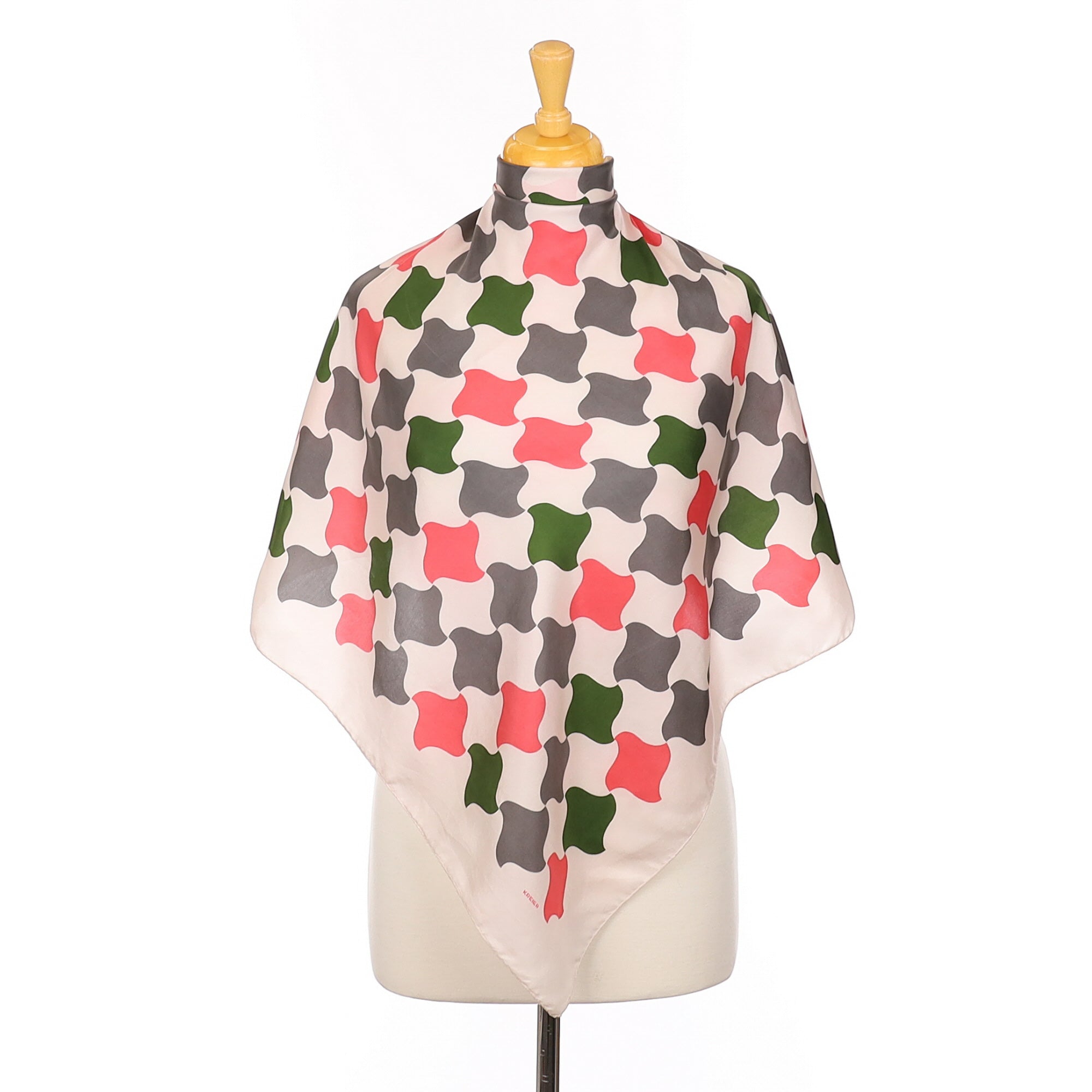 Kreier Check Vintage Silk Scarf
