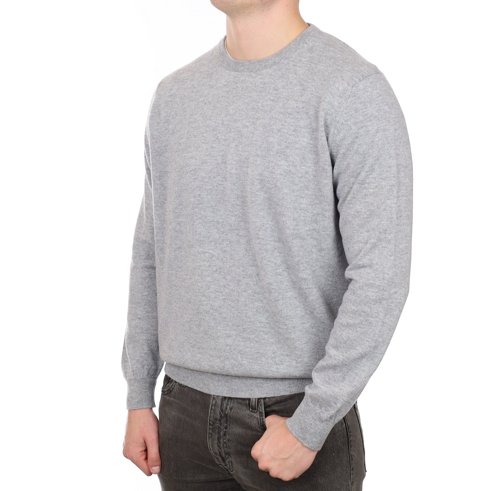 Men's Brand New Scottish Smoke Grey Cashmere Crew Neck Jumper XXL