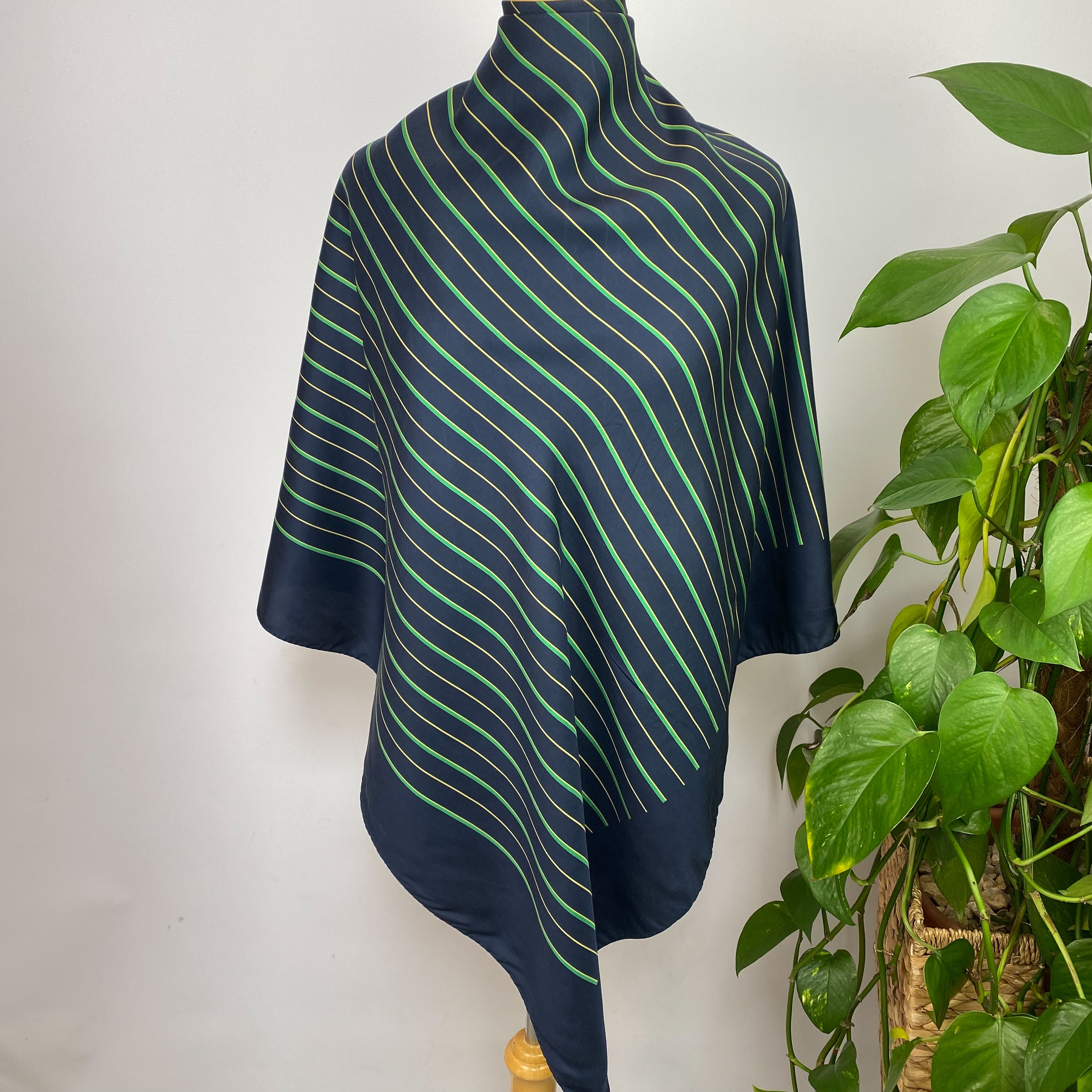 1970s Navy Italian Vintage Silk Scarf