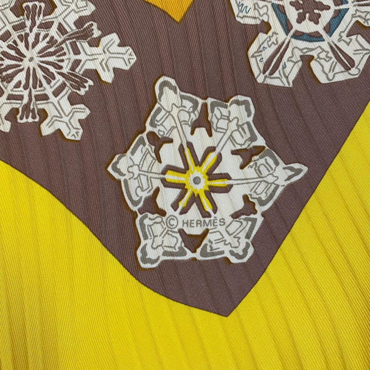 Pristine Boxed Hermès Feux de L'hiver Silk Plisse Scarf
