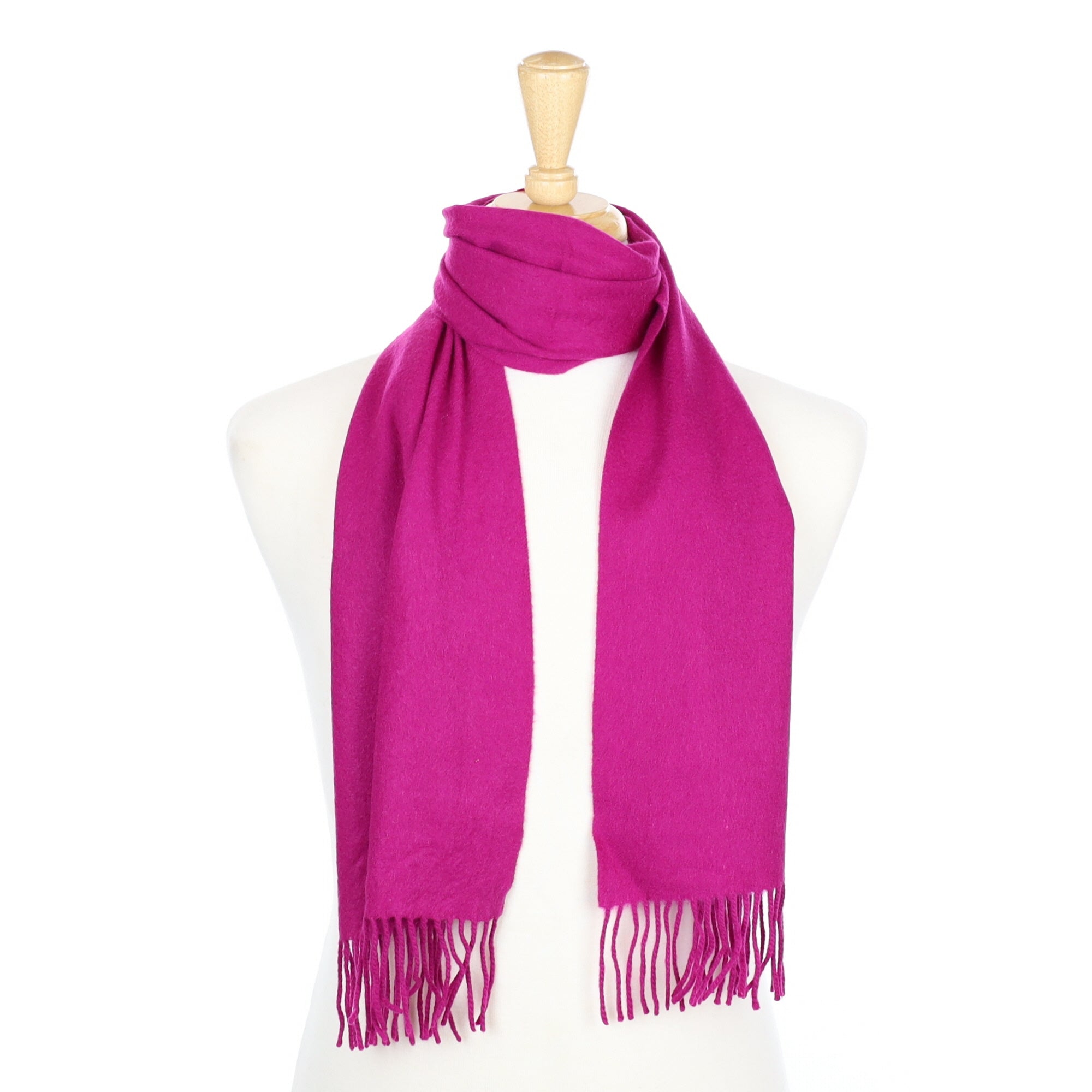 N.Peal Magenta Pink Cashmere Fringed Woven Scarf