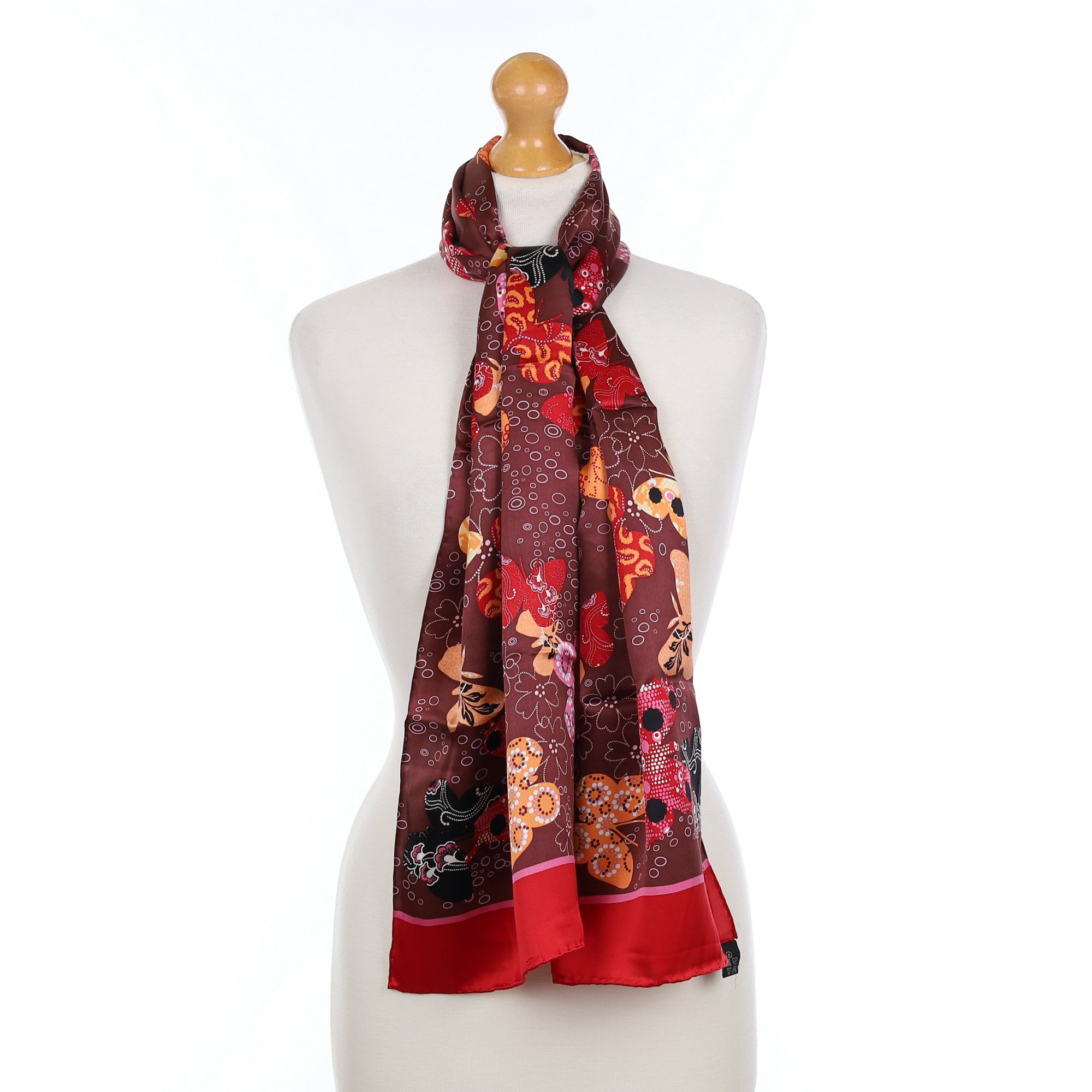 Brand New Jammers & Leufgen Red Butterfly Silk Scarf