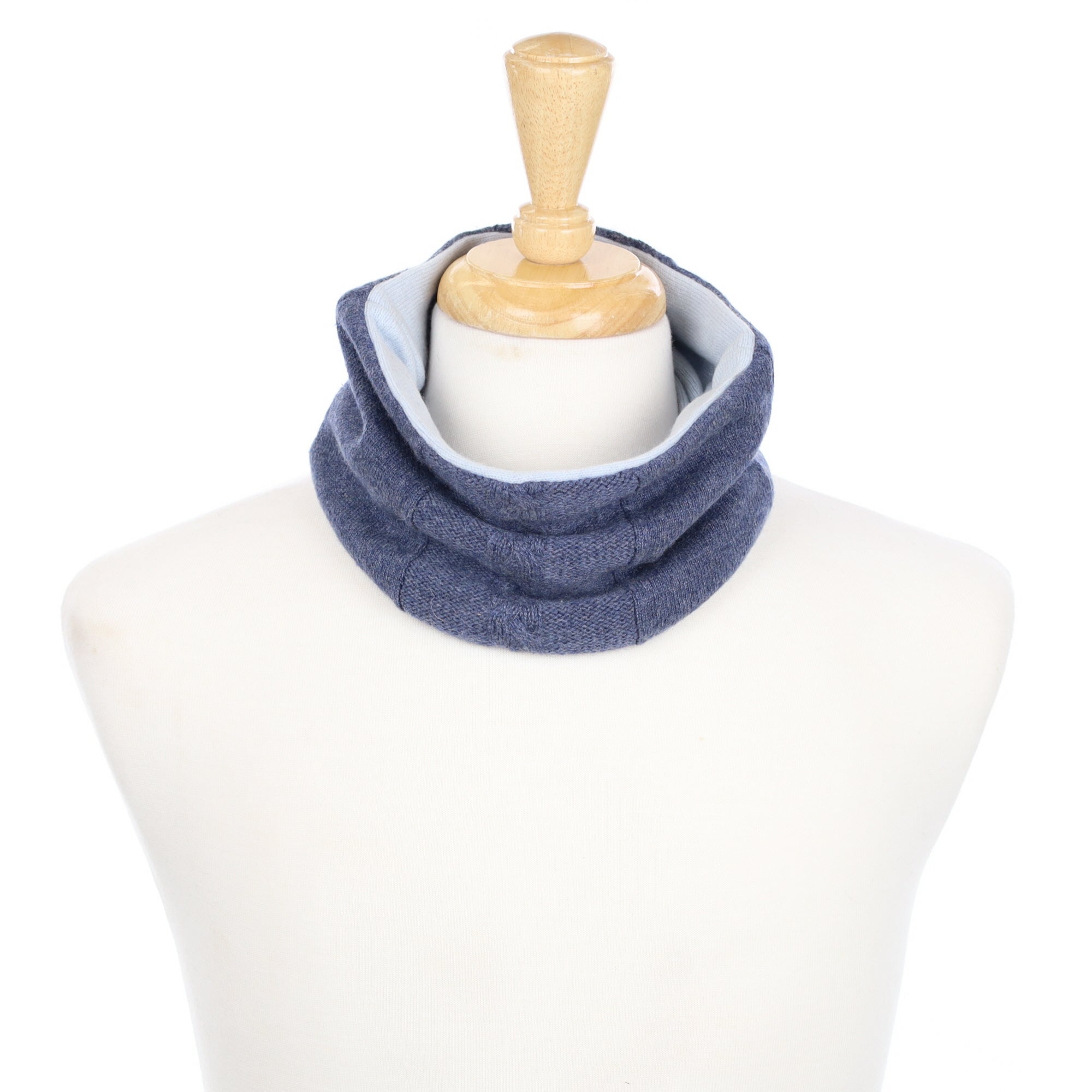 Denim Cable and Ice Blue Neck Warmer