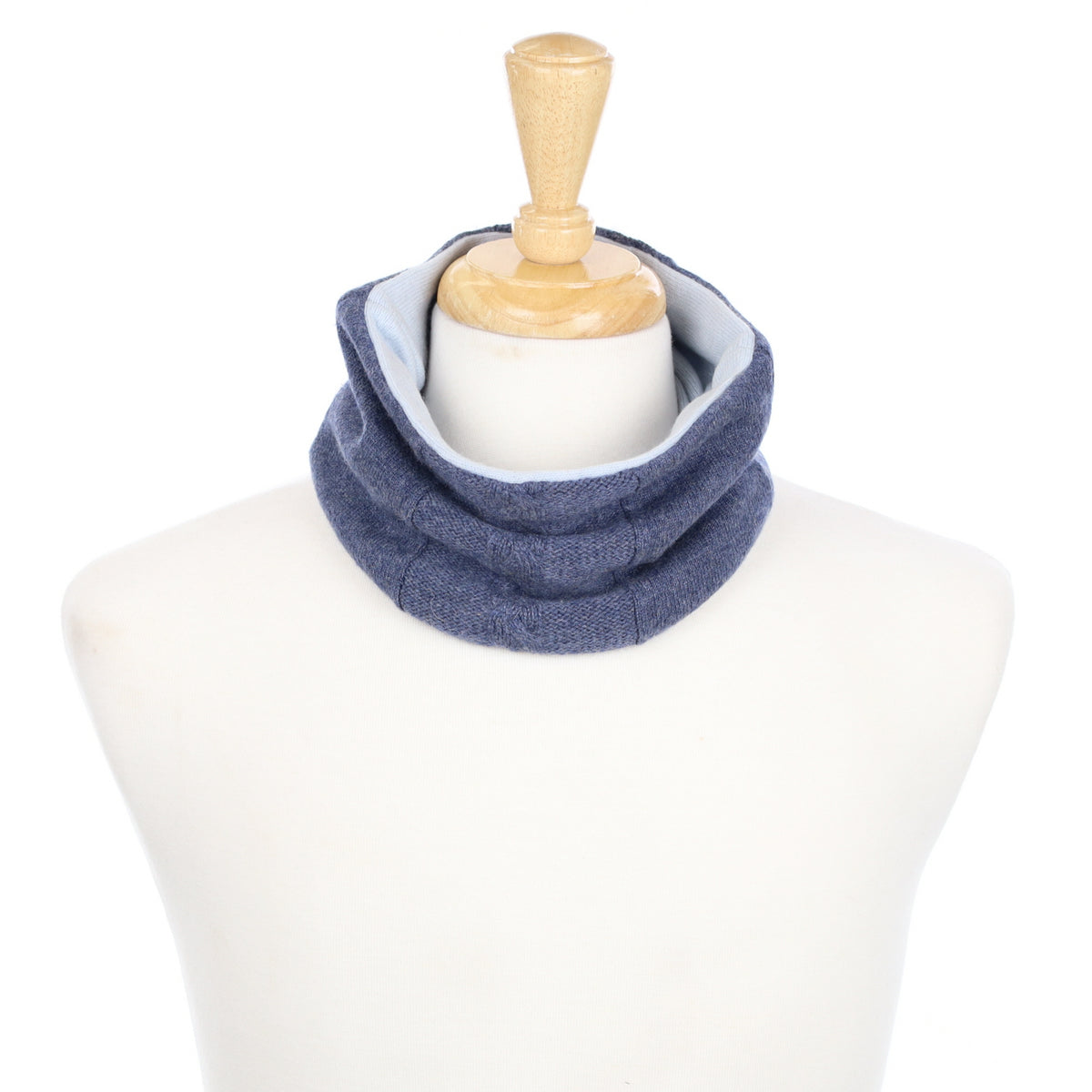 Denim Cable and Ice Blue Neck Warmer