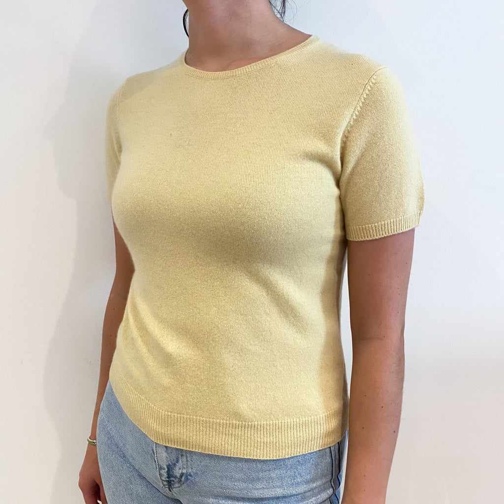 Primrose Yellow Cashmere Crew Neck Tee Small