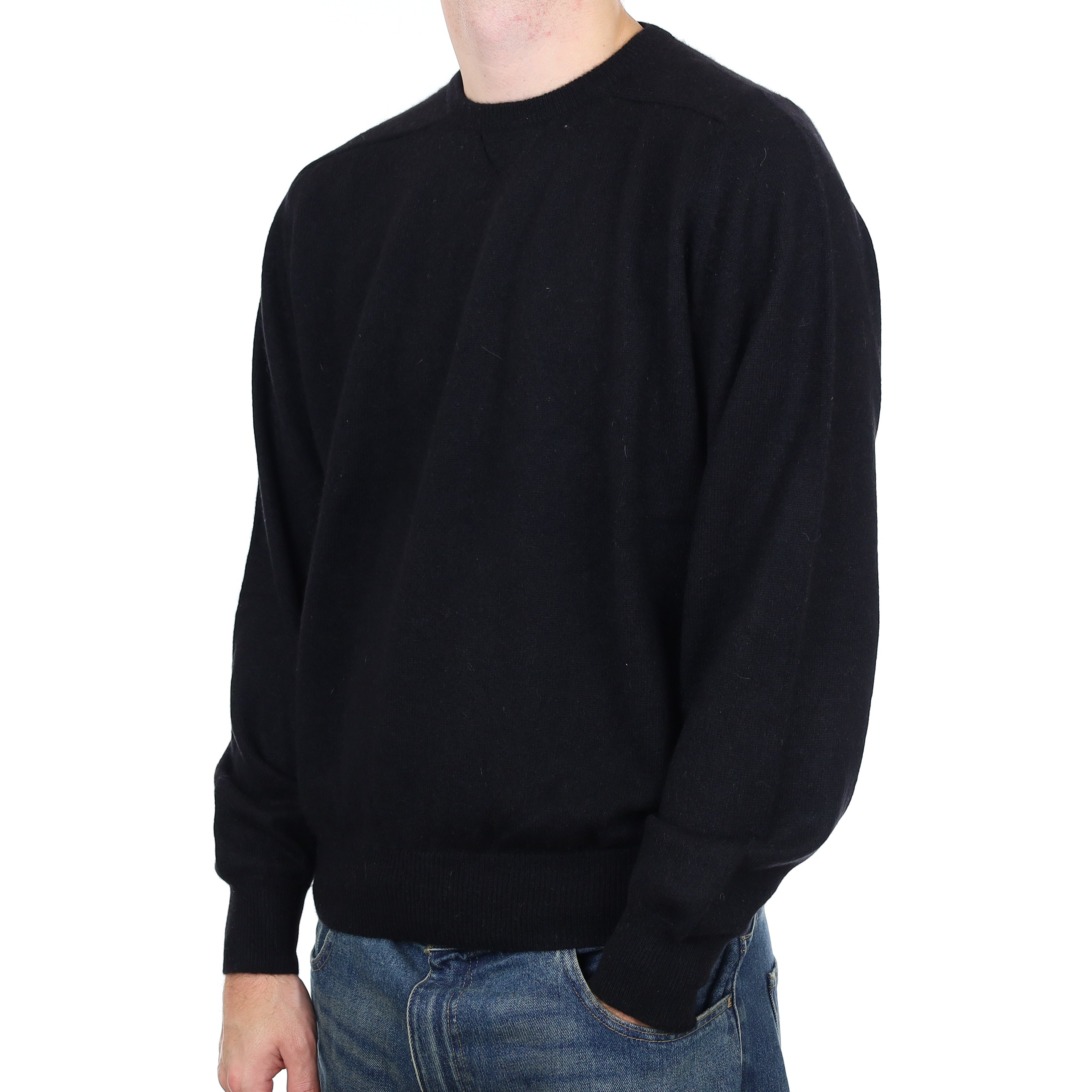 Men’s Black Cashmere Crew Neck Jumper Large