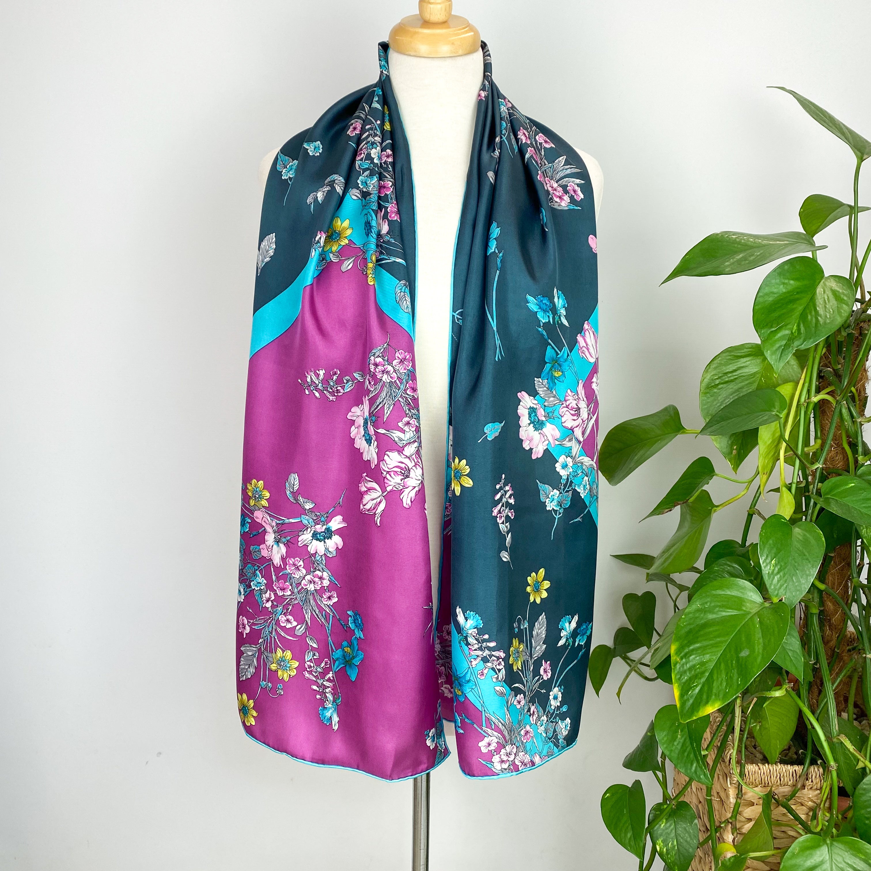 Fraas Long Floral Silk Scarf