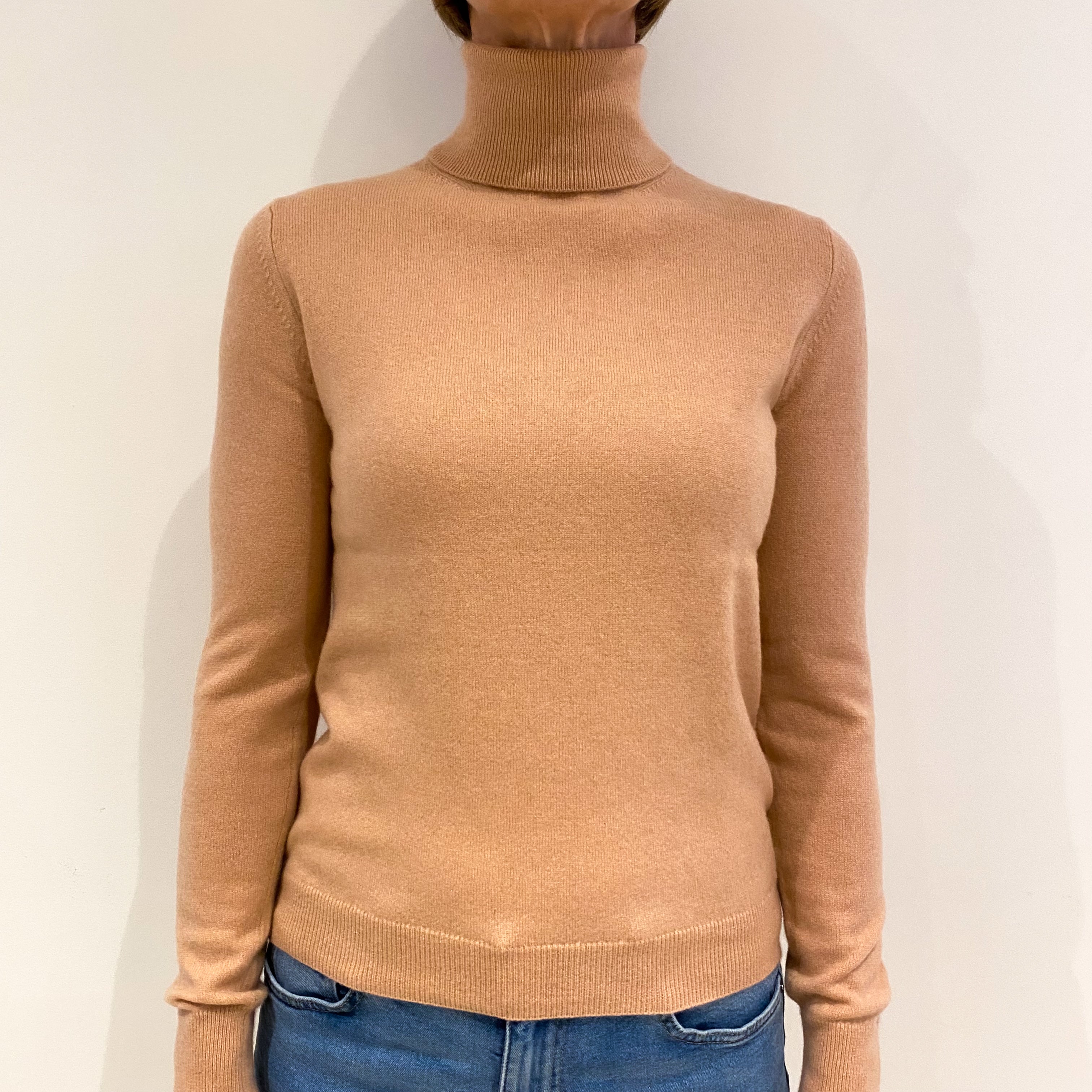 Nude Pink Cashmere Polo Neck Jumper Small