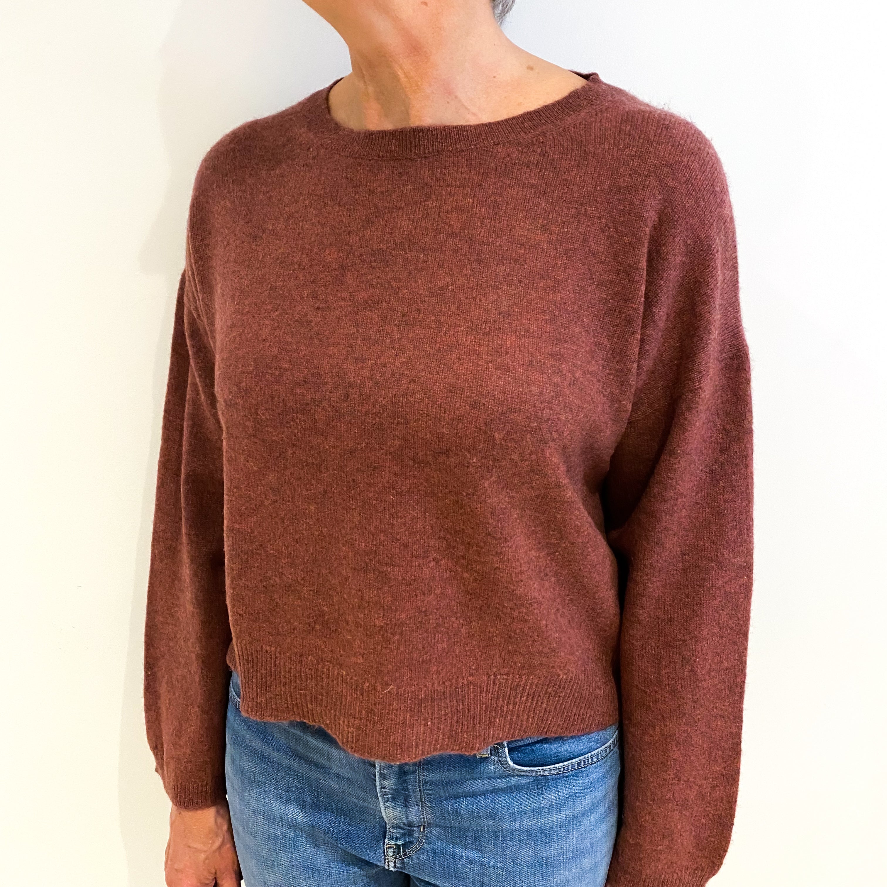 Blush Red Marl Cashmere Crew Neck Jumper Medium