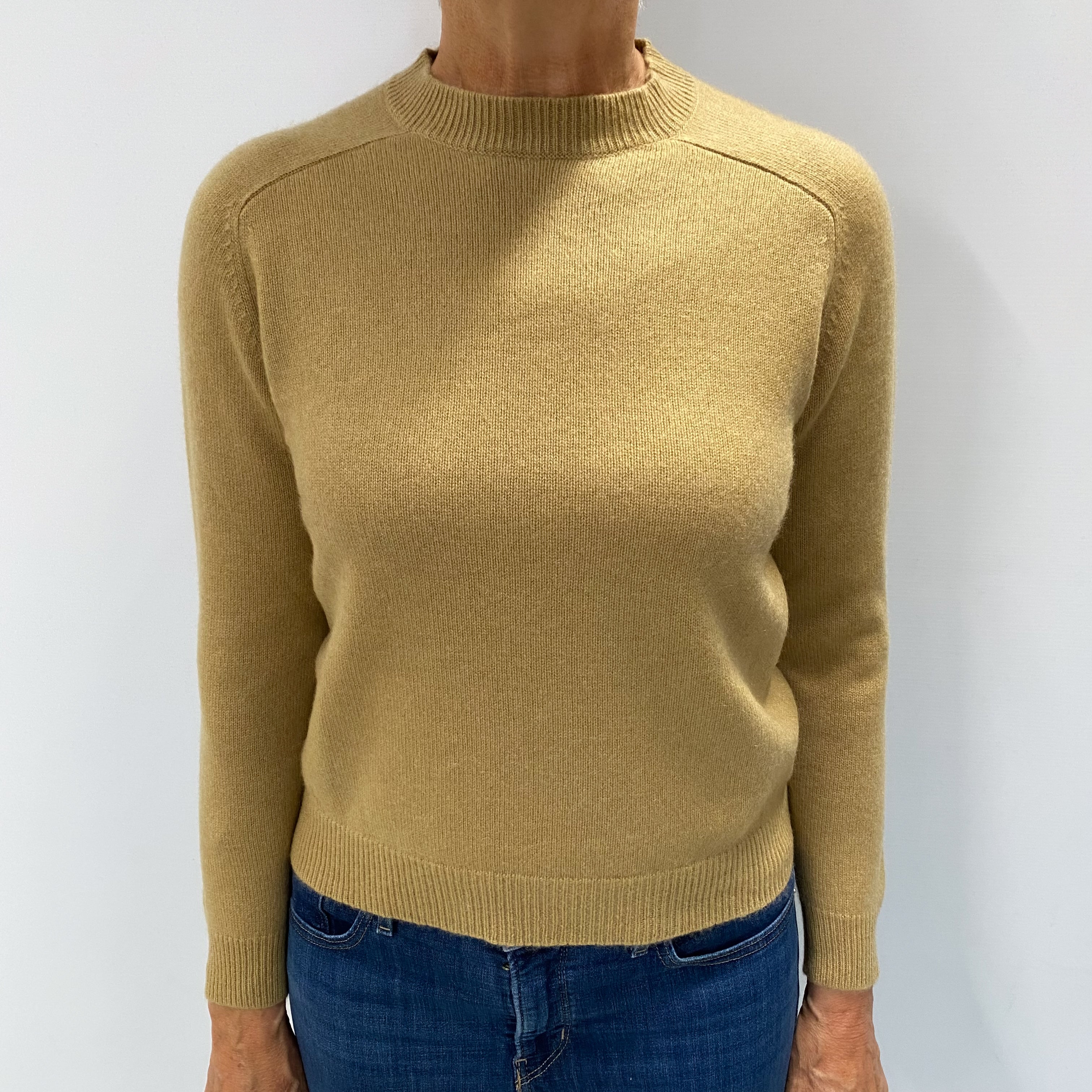 Caramel Brown Cashmere Low Turtle Neck Jumper Medium