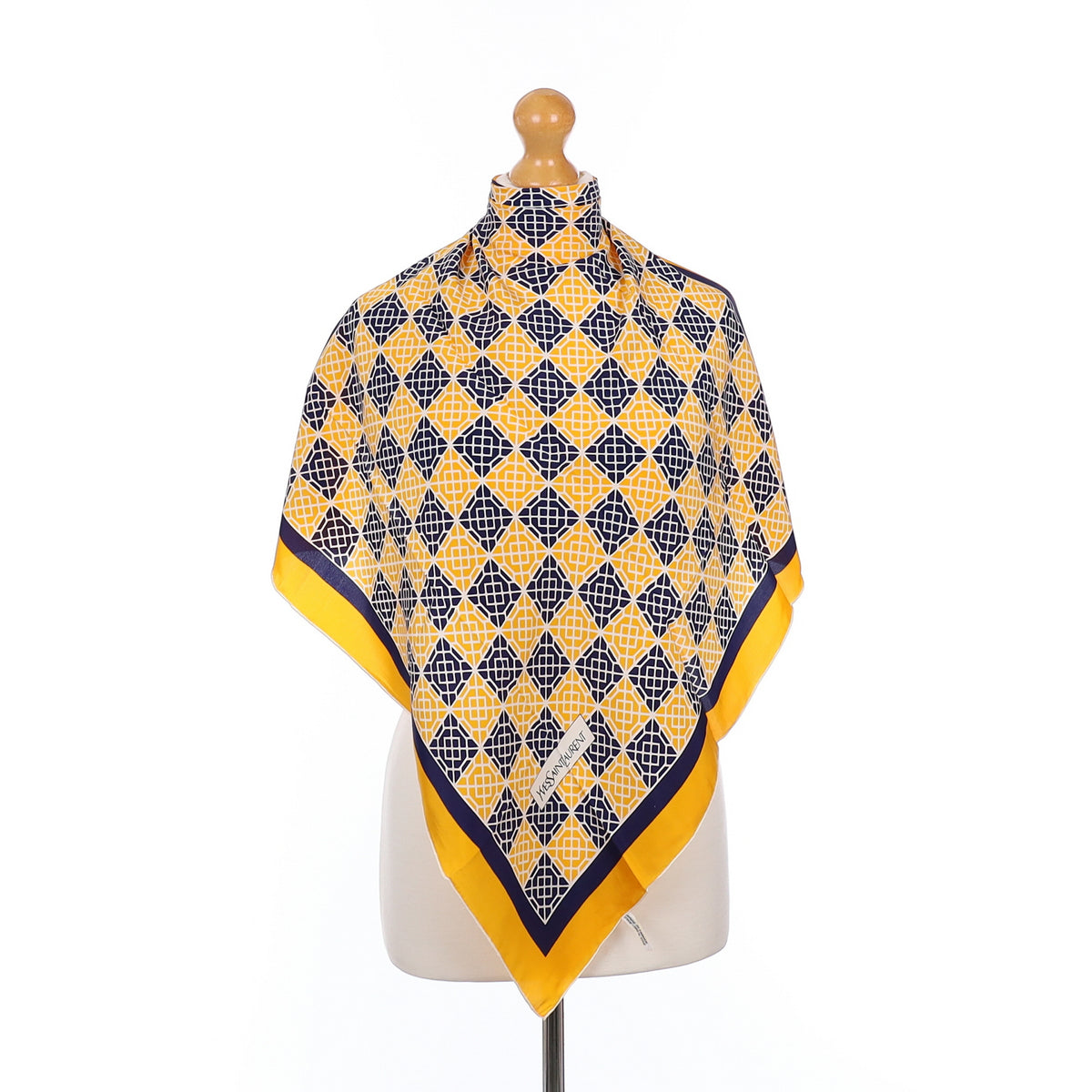 Pristine 1970’s Yves Saint Laurent Checked Vintage Silk Scarf