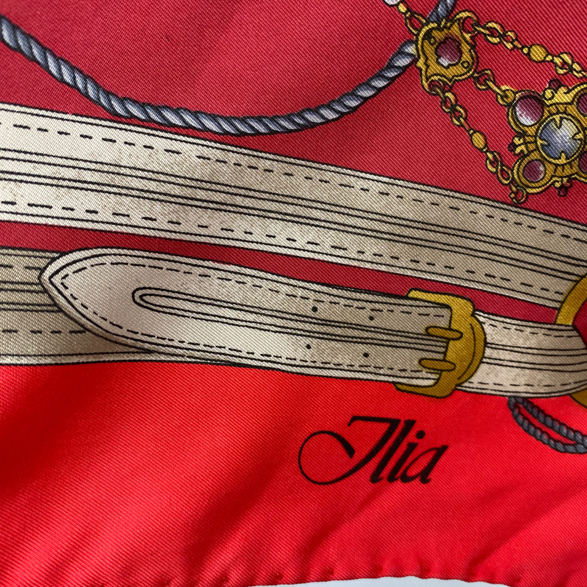 Red Italian Vintage Silk Scarf