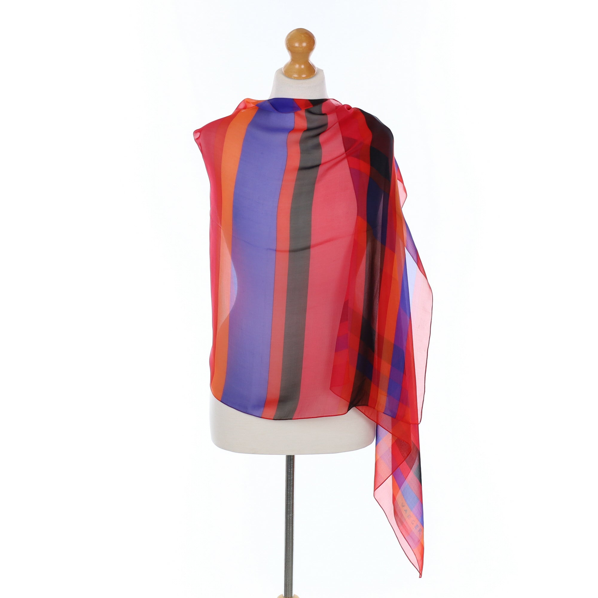 Jaeger Striped Vintage Silk Scarf
