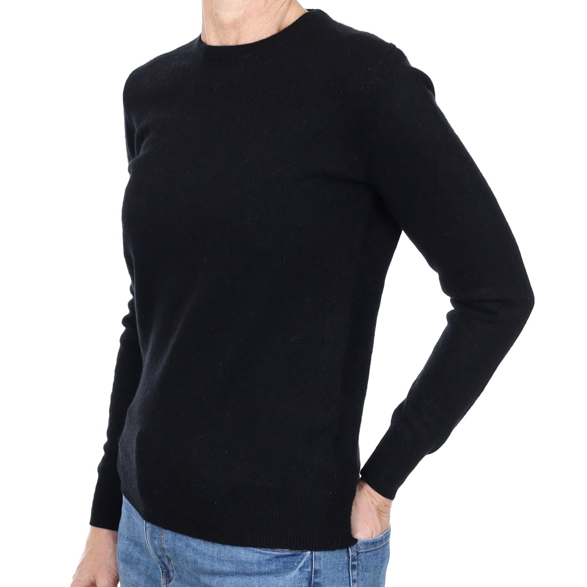 Black Cashmere Crew Neck Jumper Small