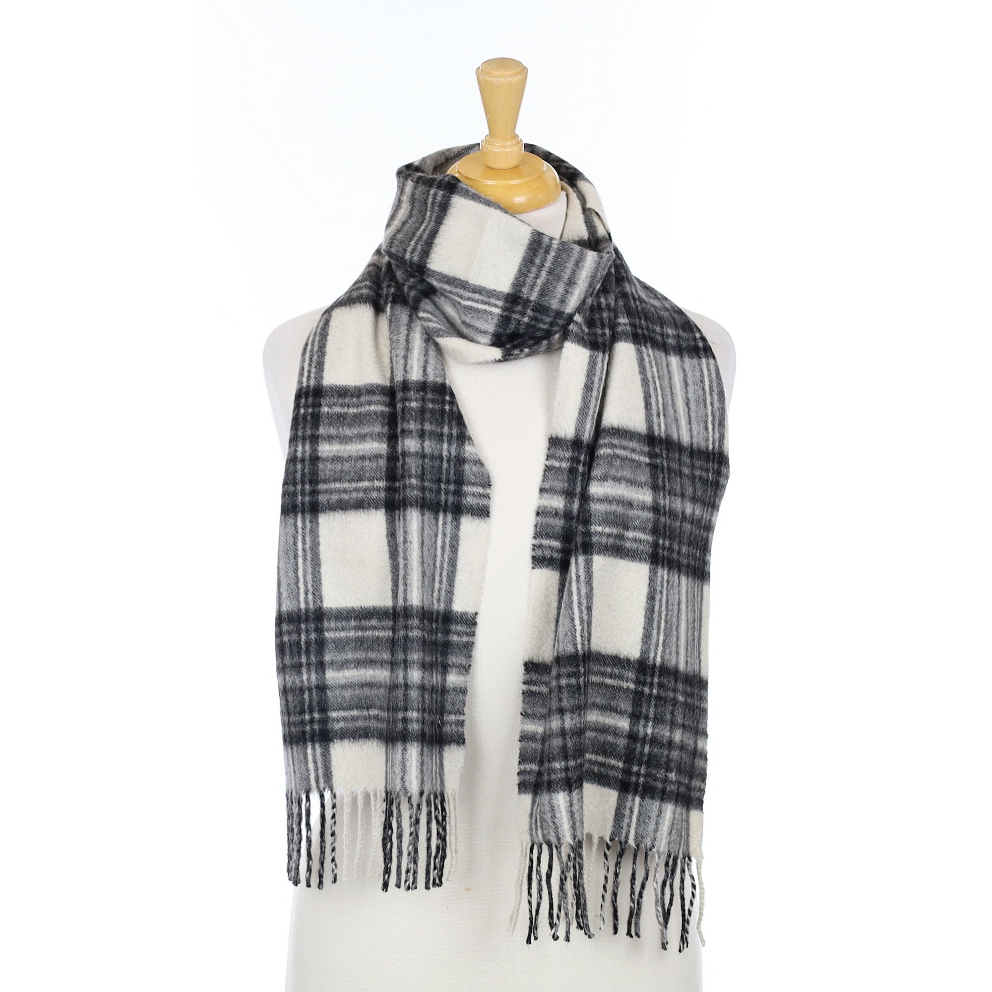 Winter White and Grey Woven Scarf