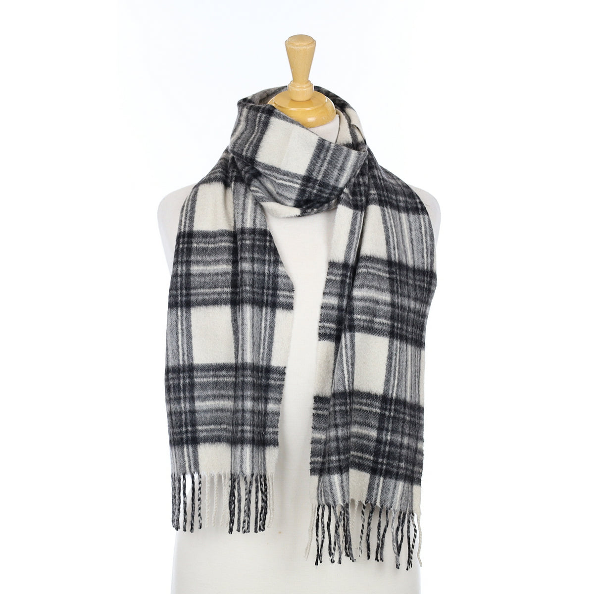 Winter White and Grey Woven Scarf