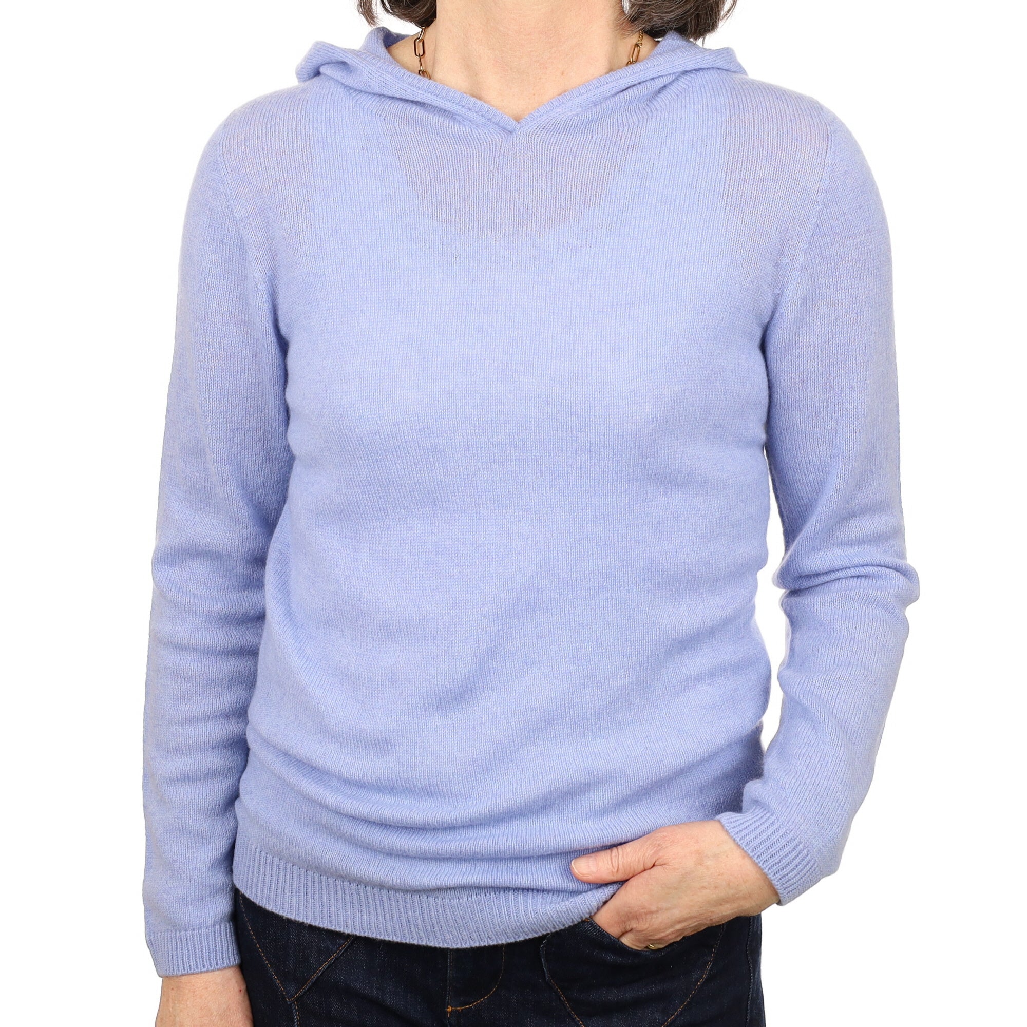 Brand New Scottish Sky Blue Cashmere Hoodie Medium