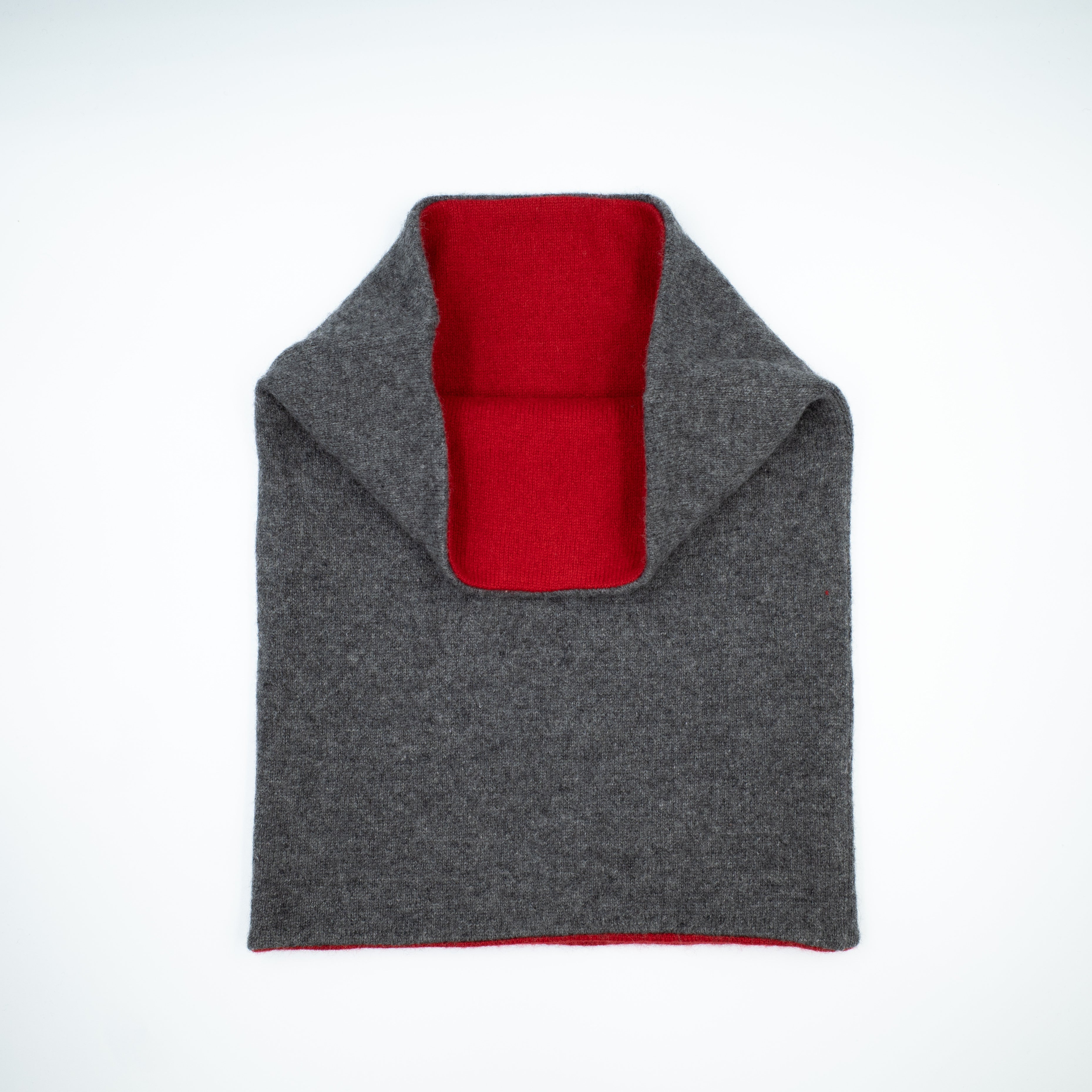 Slate Grey and Post Box Red Double Layered Snood