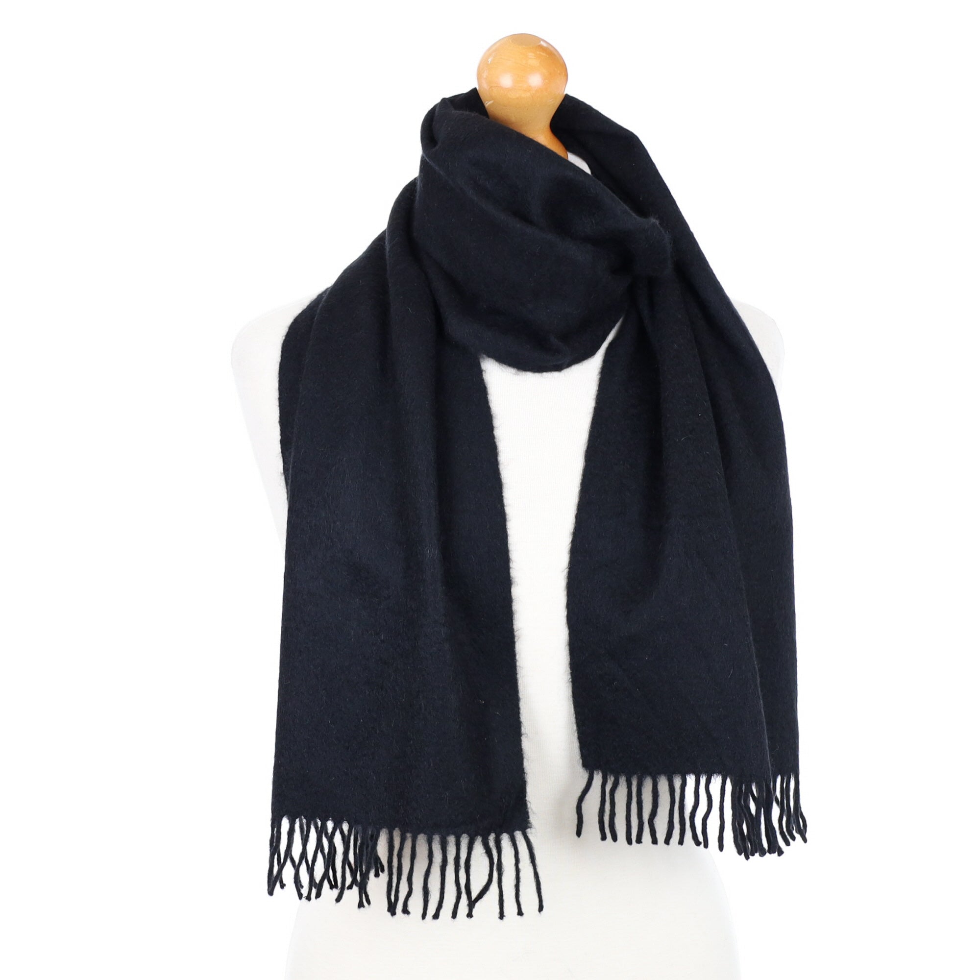 Black Fringed Cashmere Woven Scarf