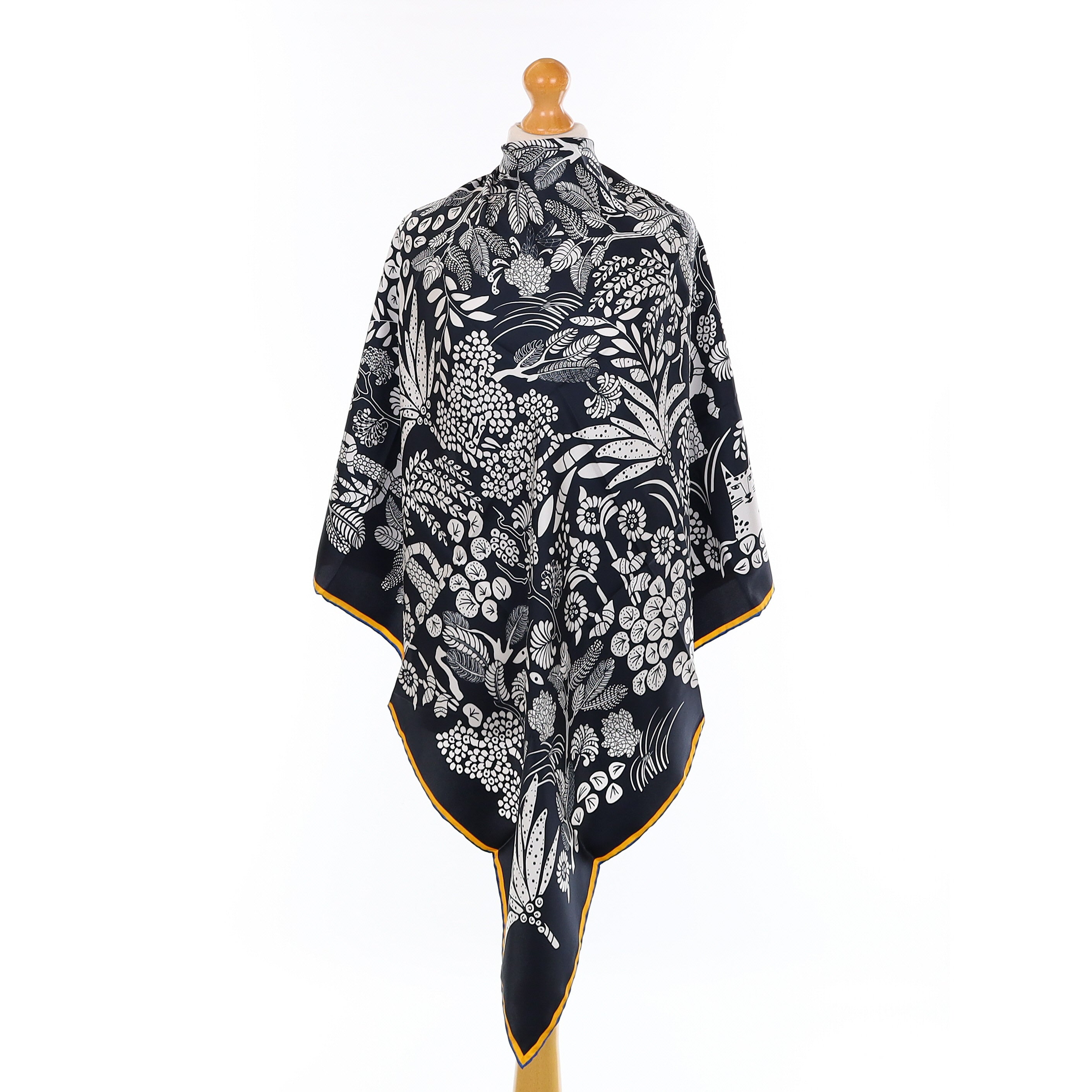 Brand New Italian Monochrome Patterned Silk Scarf