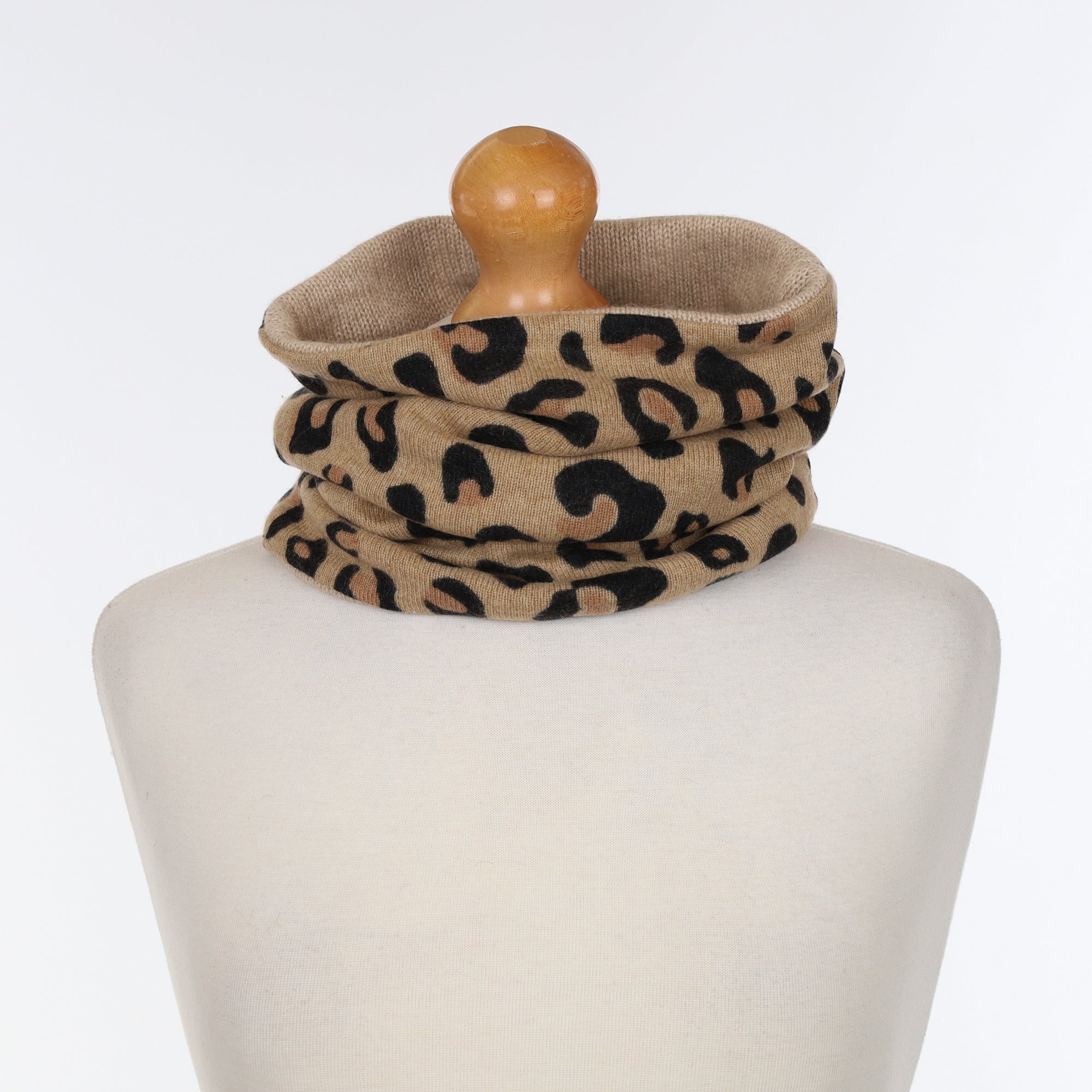 Caramel Leopard Print and Fawn Luxury Double Layered Snood