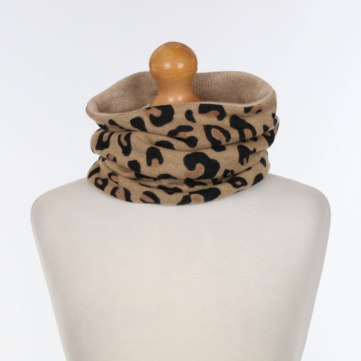 Caramel Leopard Print and Fawn Luxury Double Layered Snood