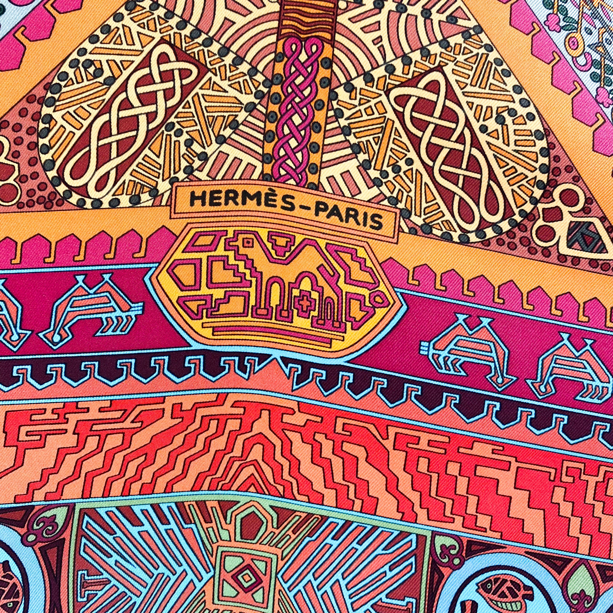 Boxed Hermes Sur Tapis Volant Vintage Silk Scarf