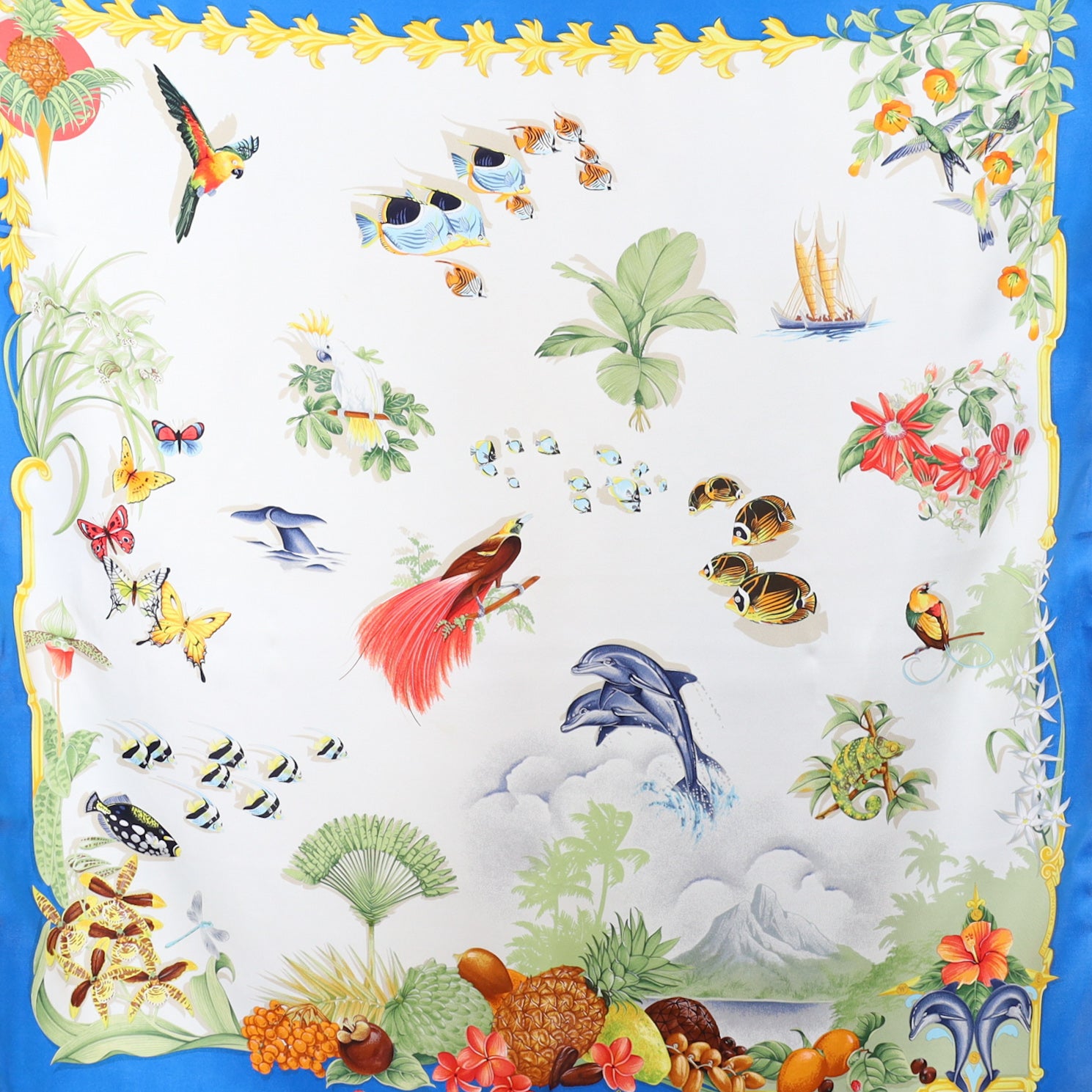 Immaculate Italian ‘Island’ Silk Scarf