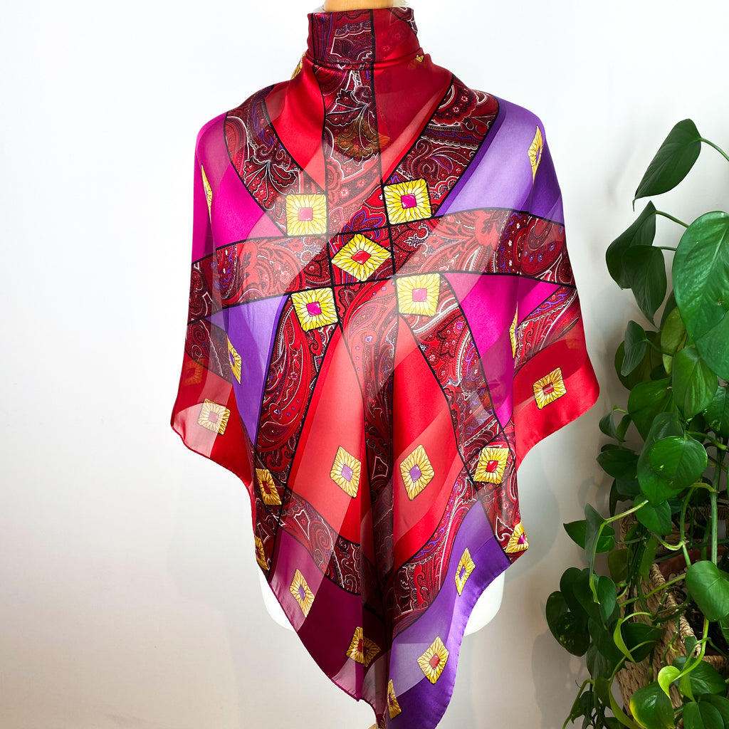 Bright Coloured Jaeger Chiffon Silk Scarf