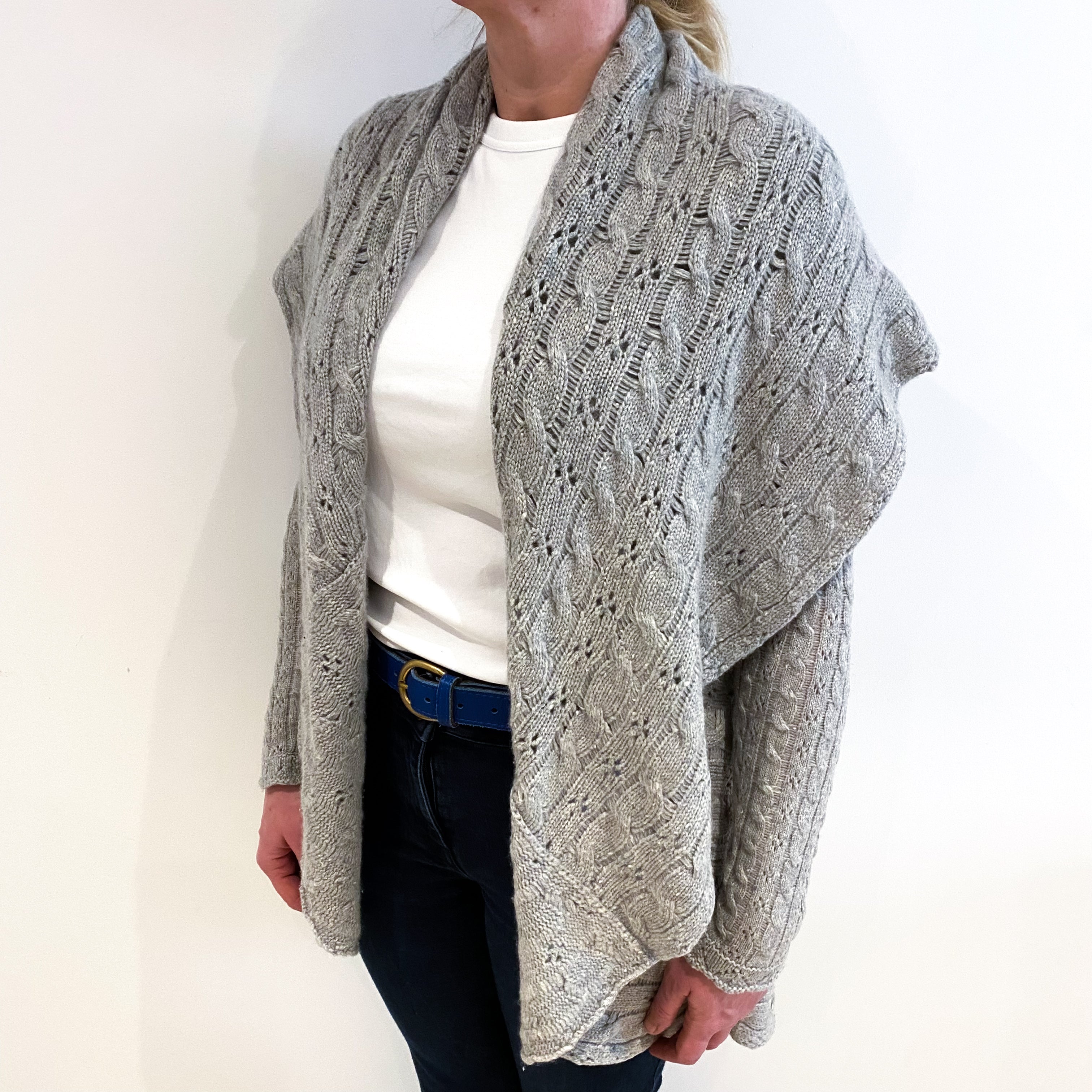 Smoke Grey Cashmere Edge To Edge Cardigan Large