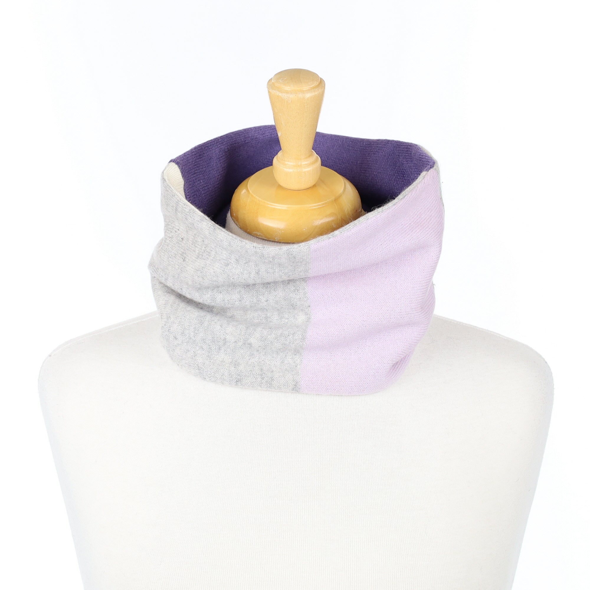 Purple and Grey Colour Block Neck Warmer