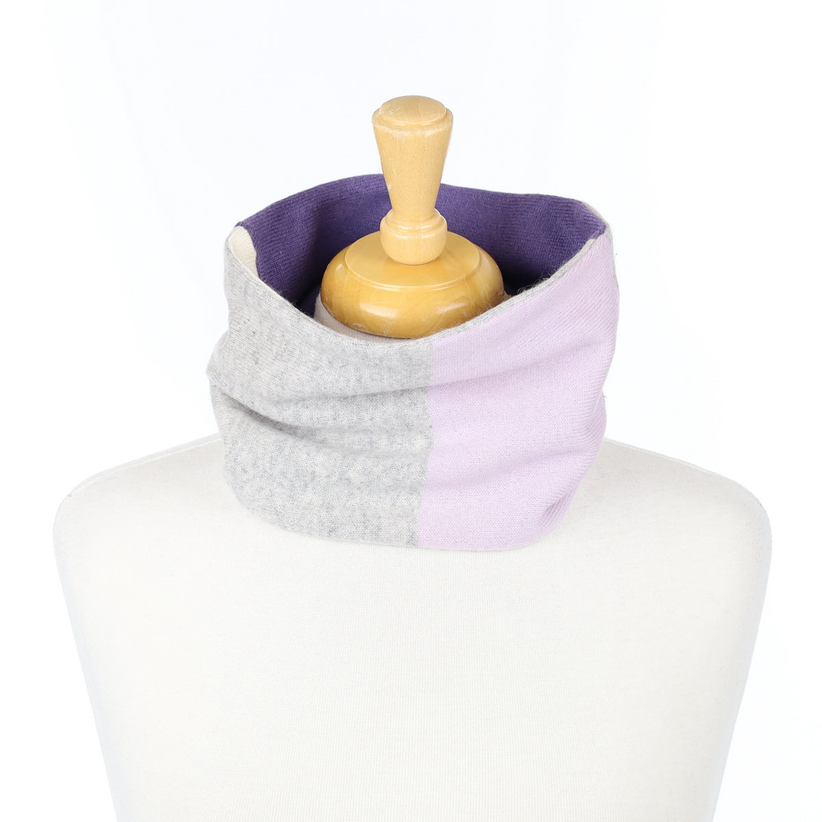 Purple and Grey Colour Block Neck Warmer