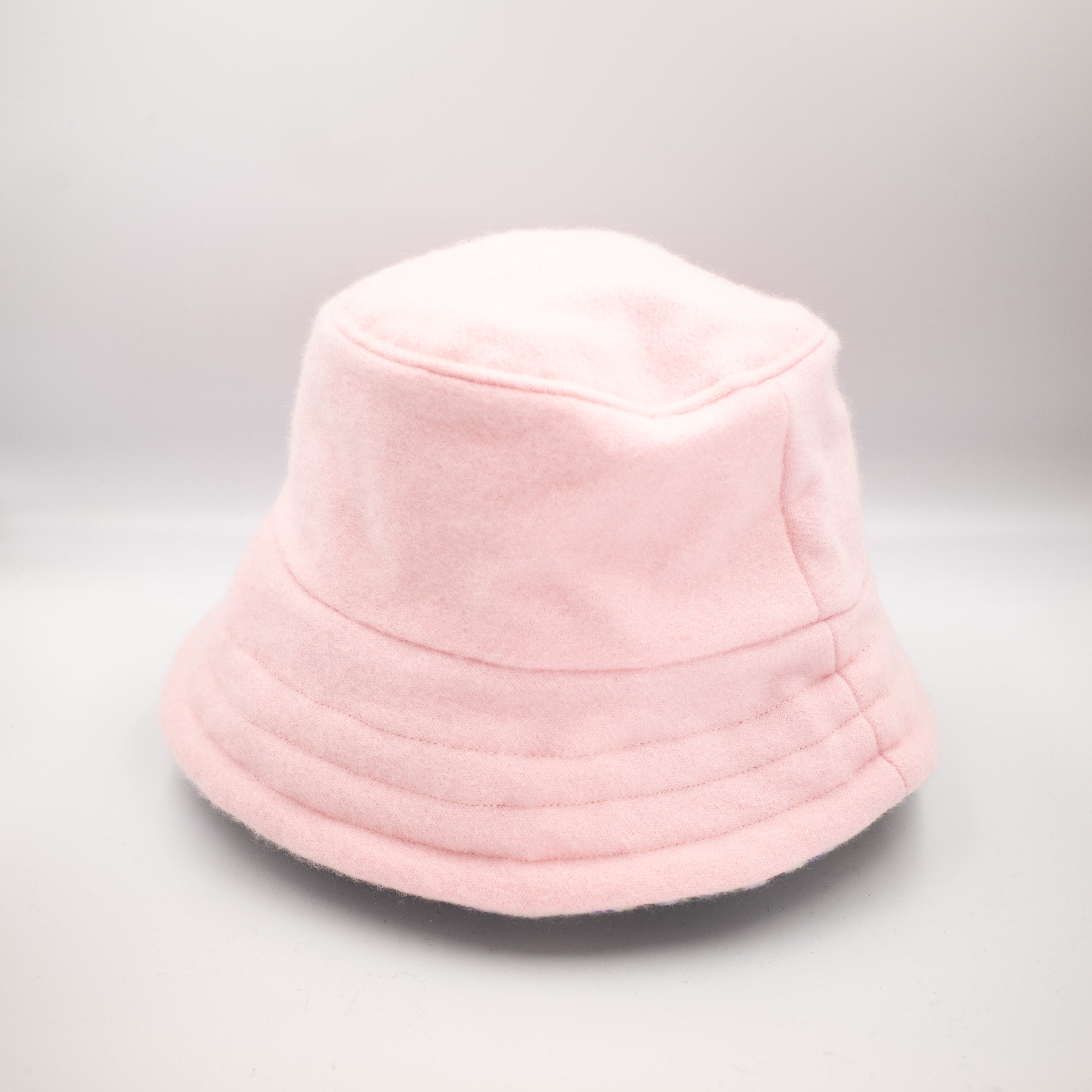 Carnation Pink Reversible Cashmere Bucket Hat Small