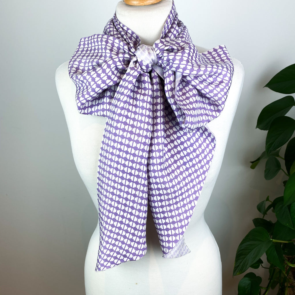 Lilac Pussy Bow Slogan Silk Scarf