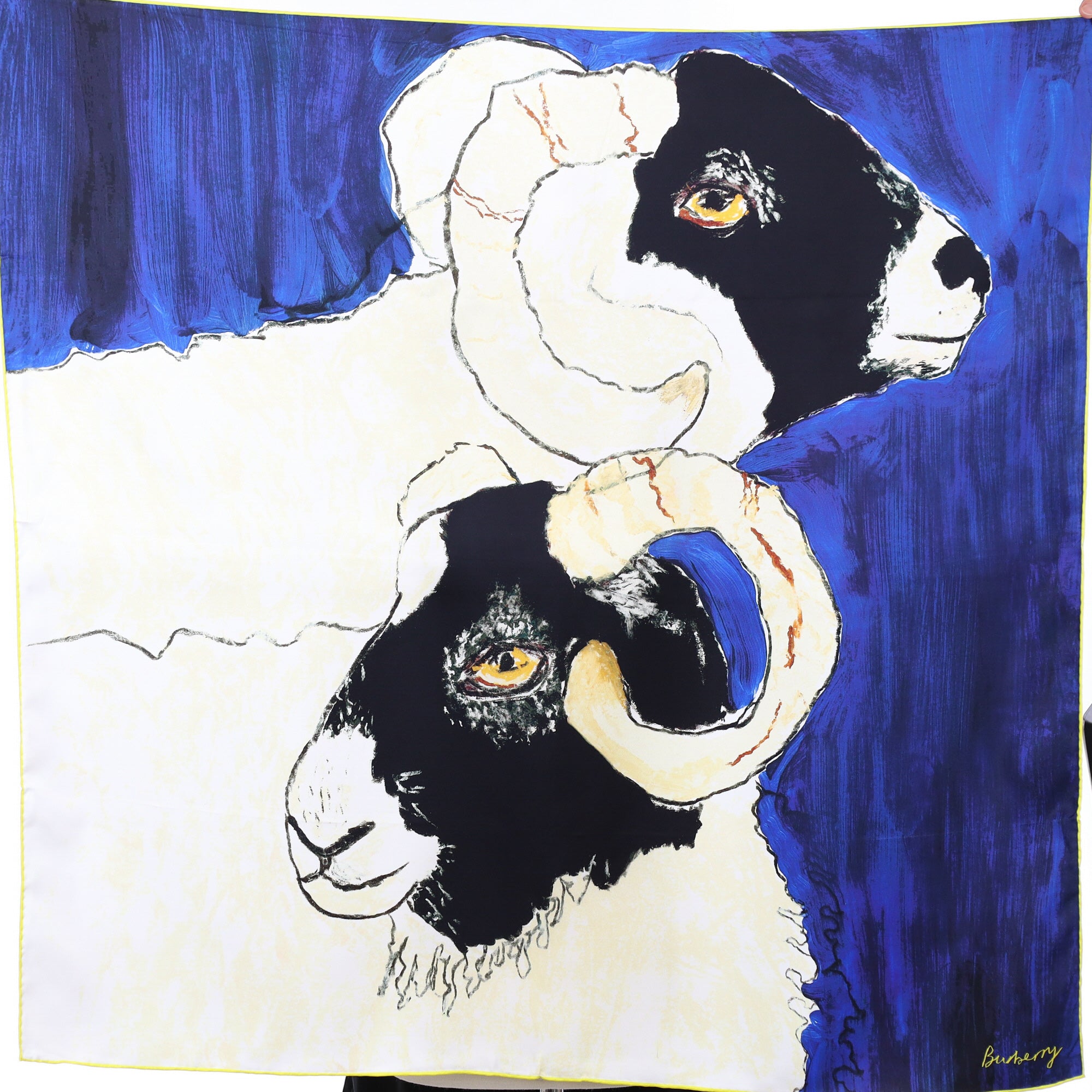 Brand New Burberry Sheep Design Silk Scarf
