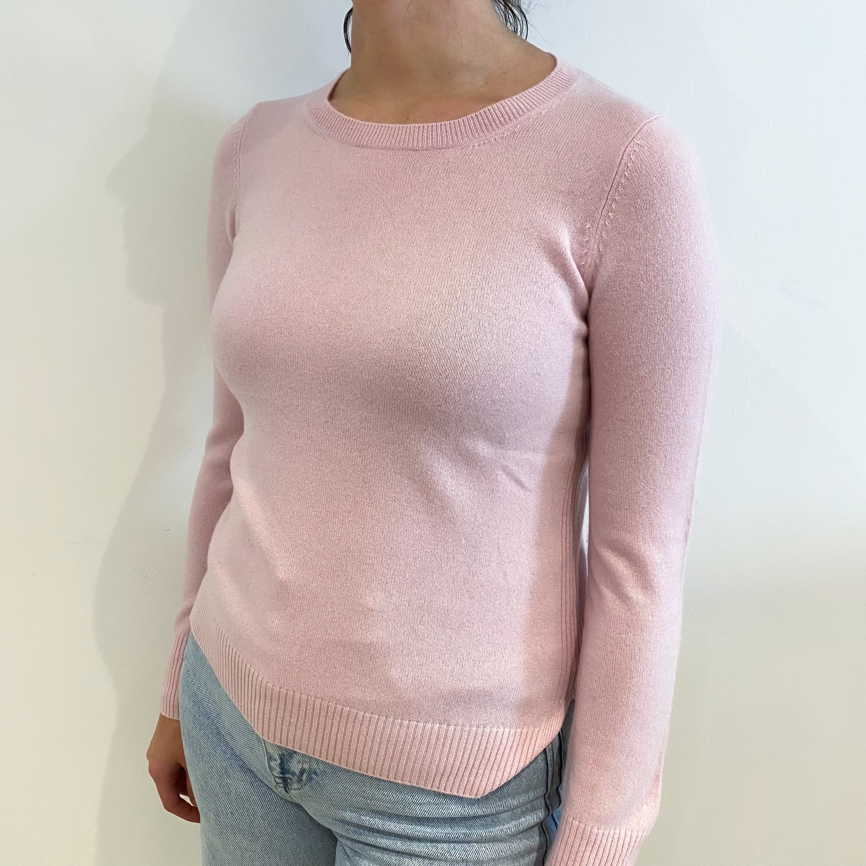 Baby Pink Tunic Style Crew Neck Jumper Small