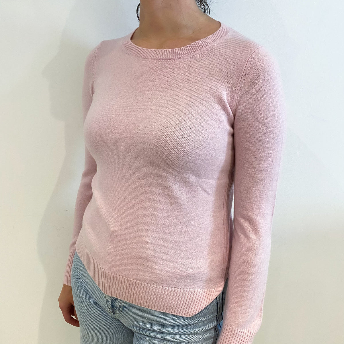 Baby Pink Tunic Style Crew Neck Jumper Small